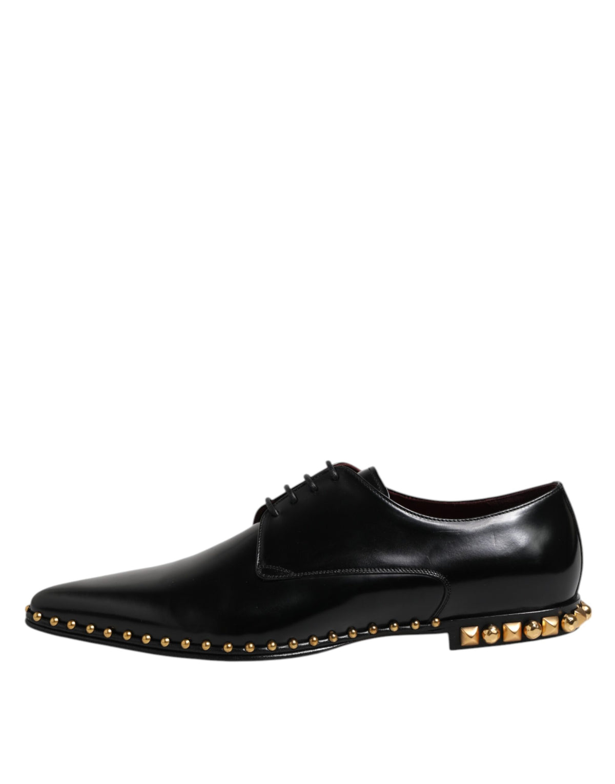 Dolce & Gabbana Black Leather Studded Derby Men Dress Men's Shoes