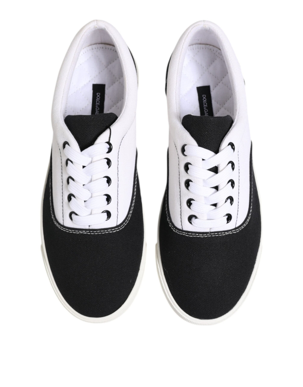 Dolce & Gabbana Black Cotton Canvas Lace Up Men Sneakers Men's Shoes