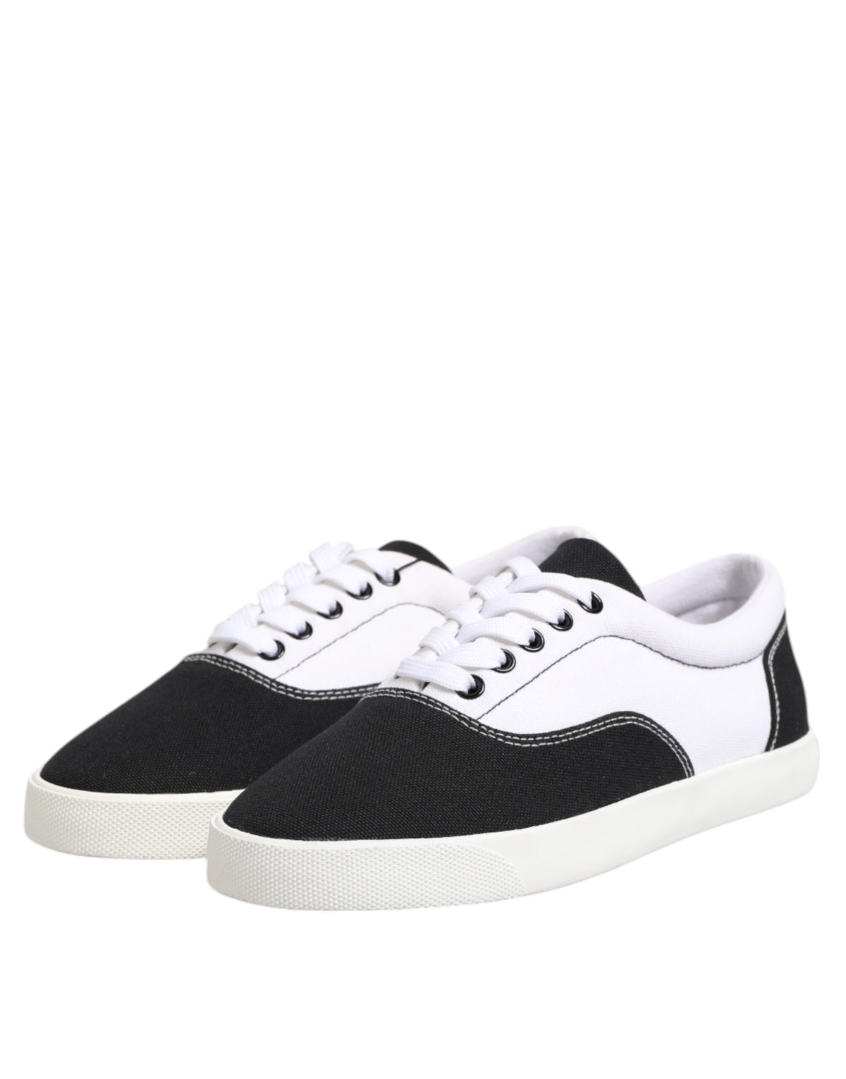Dolce & Gabbana Black Cotton Canvas Lace Up Men Sneakers Men's Shoes
