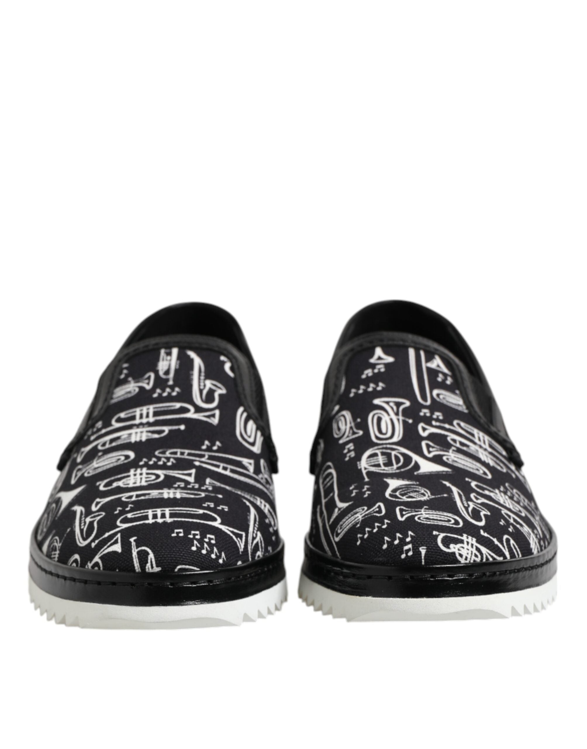 Dolce & Gabbana Black Slip On Printed Men Loafers Men's Shoes