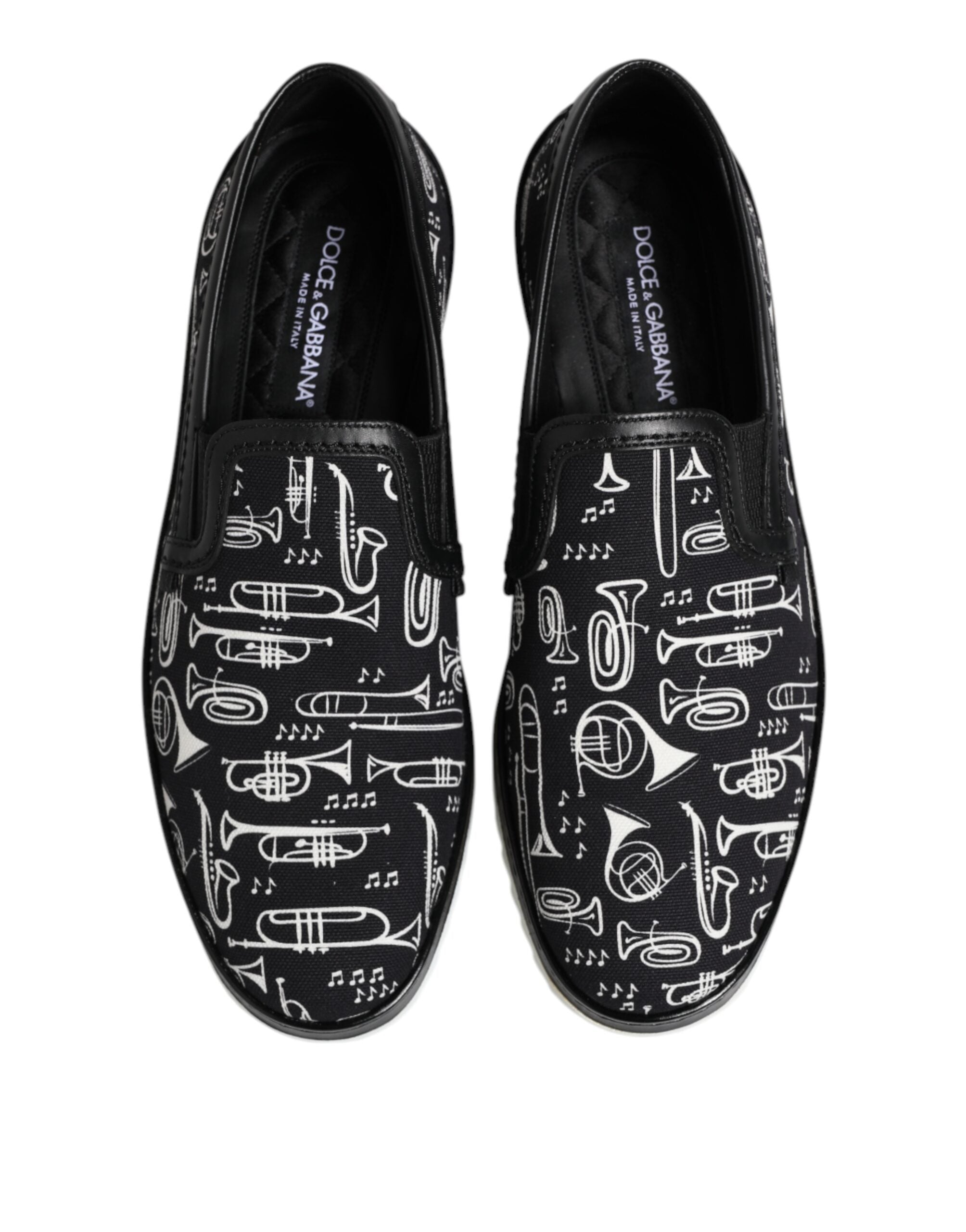 Dolce & Gabbana Black Slip On Printed Men Loafers Men's Shoes
