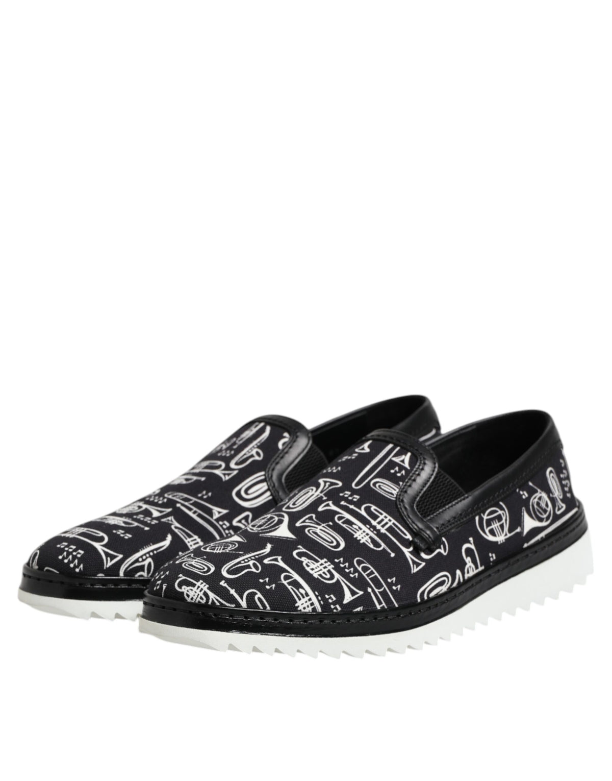 Dolce & Gabbana Black Slip On Printed Men Loafers Men's Shoes