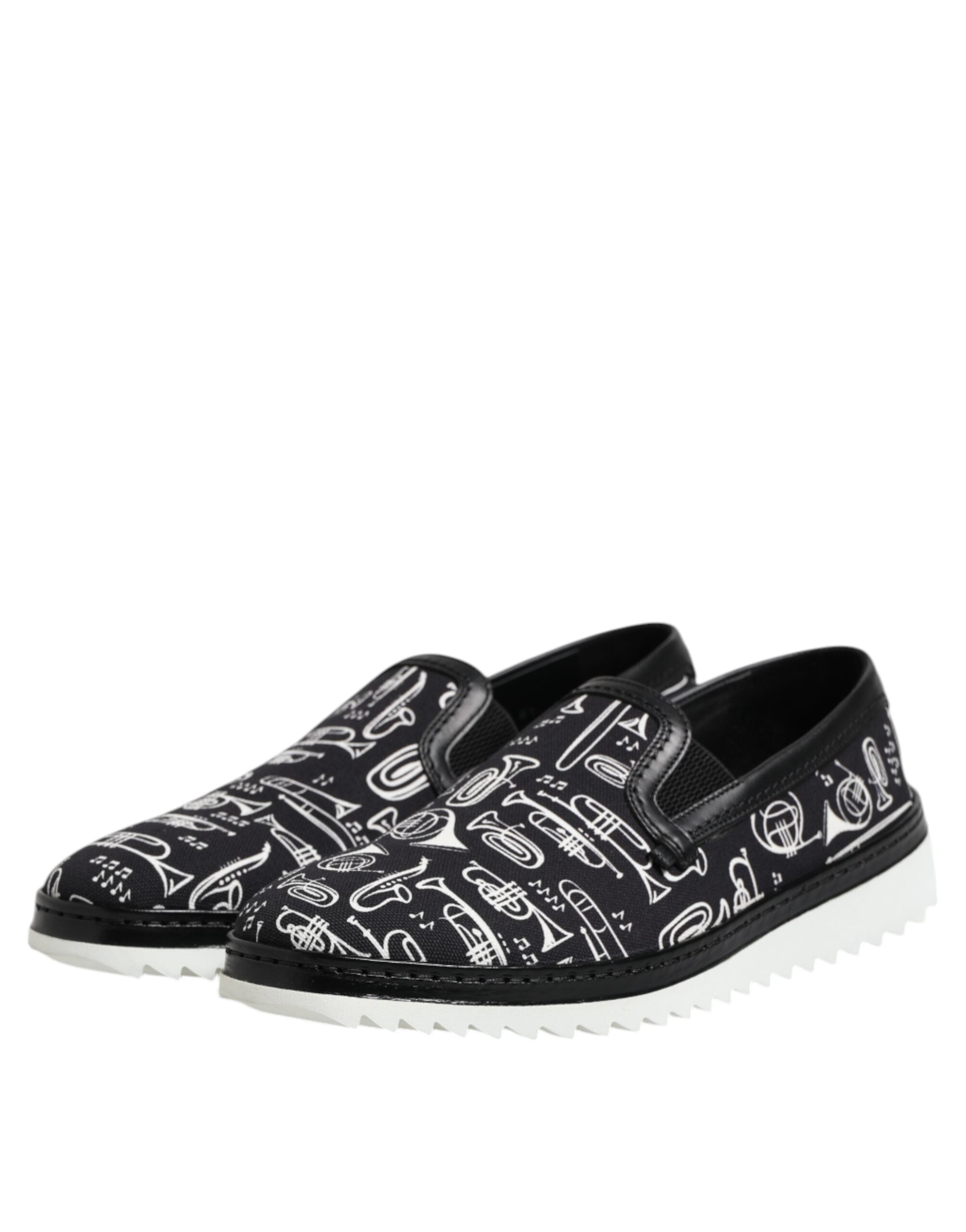 Dolce & Gabbana Black Slip On Printed Men Loafers Men's Shoes