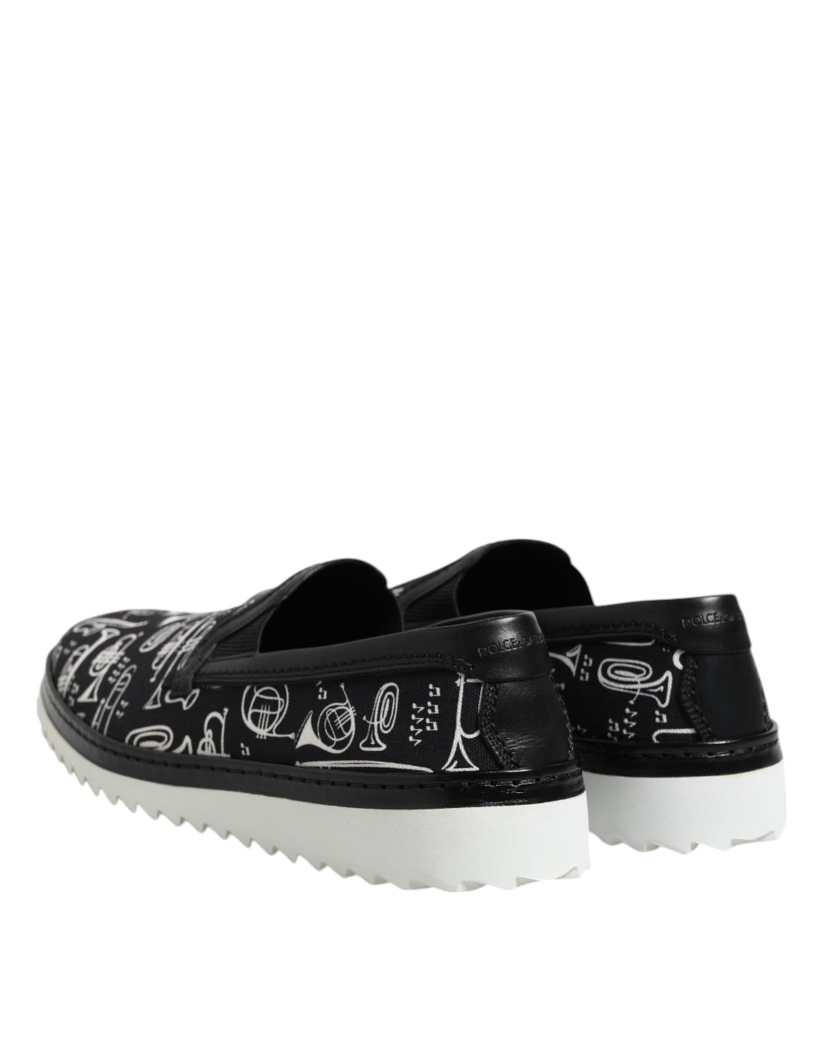 Dolce & Gabbana Black Slip On Printed Men Loafers Men's Shoes