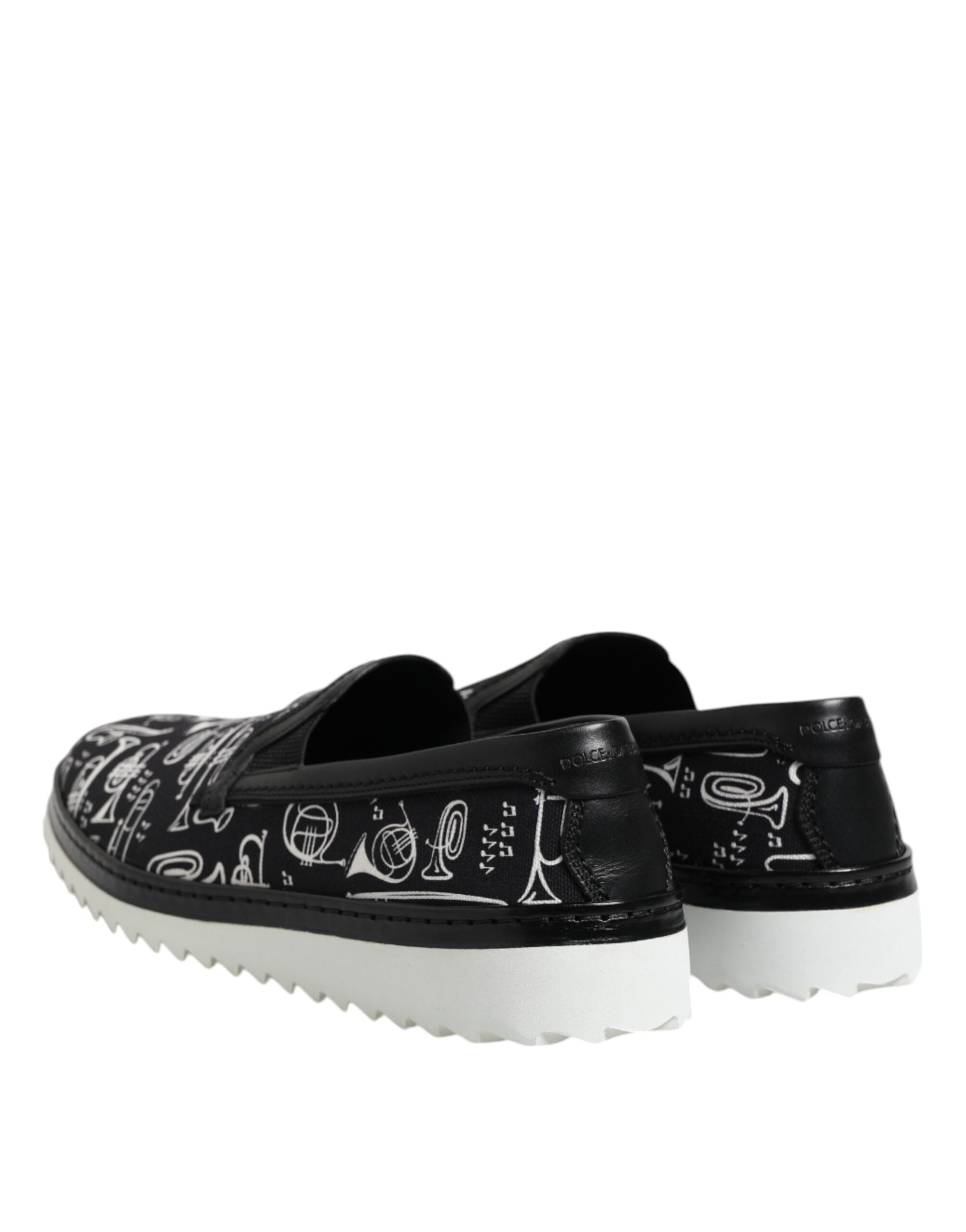 Dolce & Gabbana Black Slip On Printed Men Loafers Men's Shoes