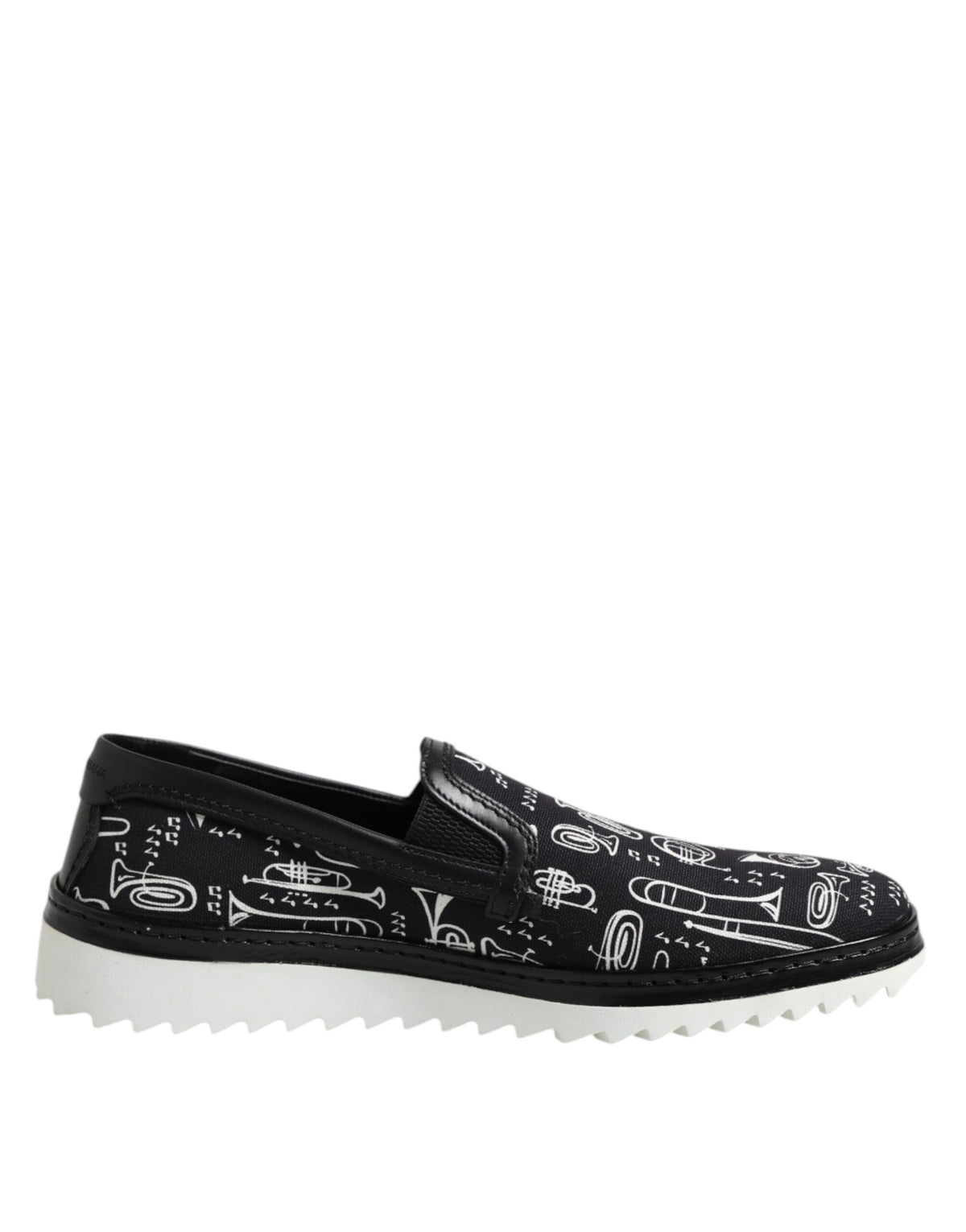 Dolce & Gabbana Black Slip On Printed Men Loafers Men's Shoes
