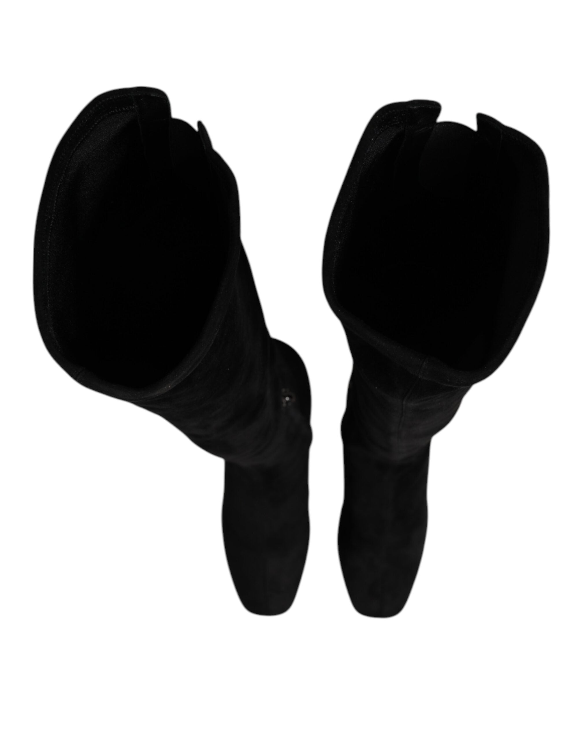 Dolce & Gabbana Black Suede Leather Knee High Boots Women's Shoes