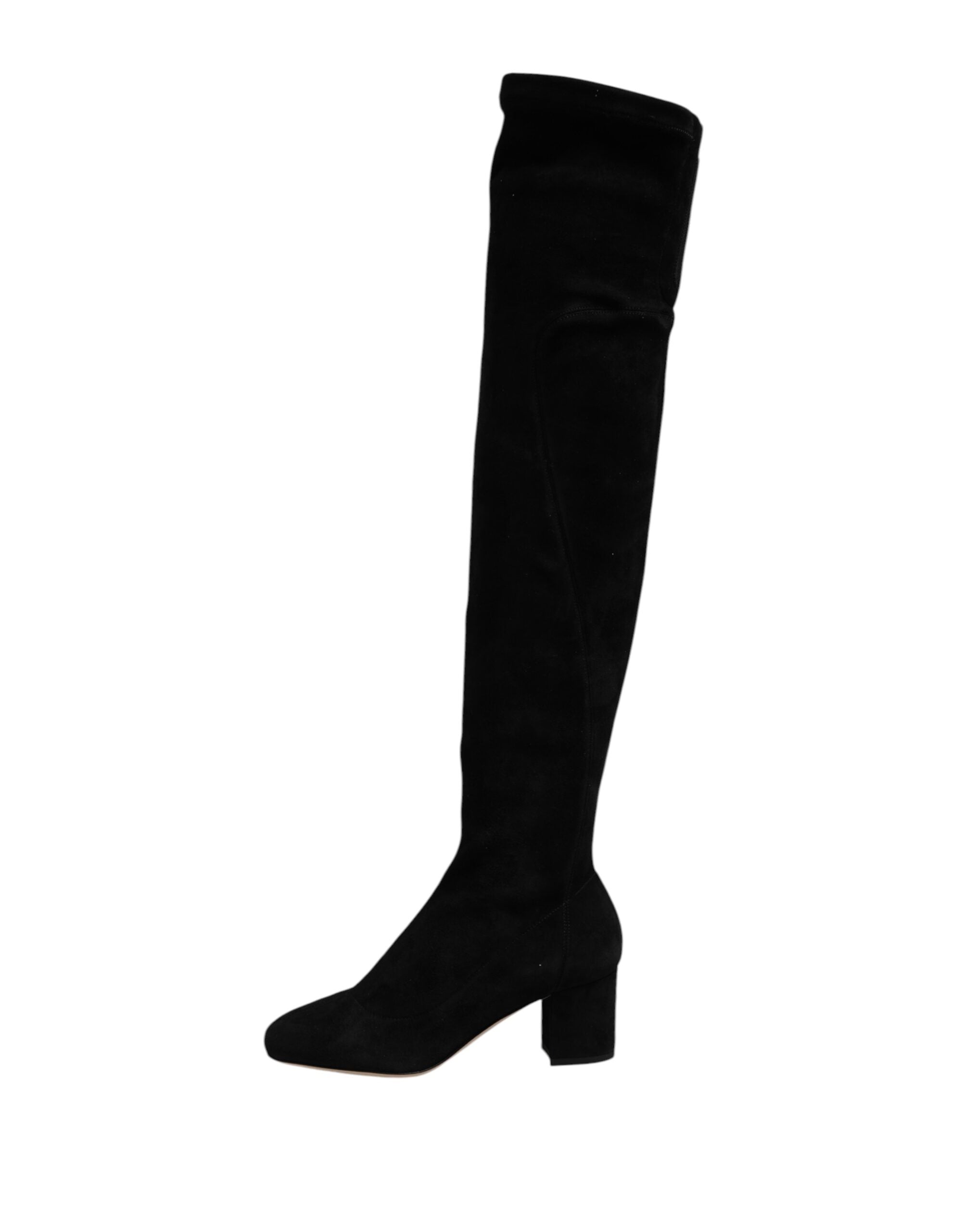 Dolce & Gabbana Black Suede Leather Knee High Boots Women's Shoes