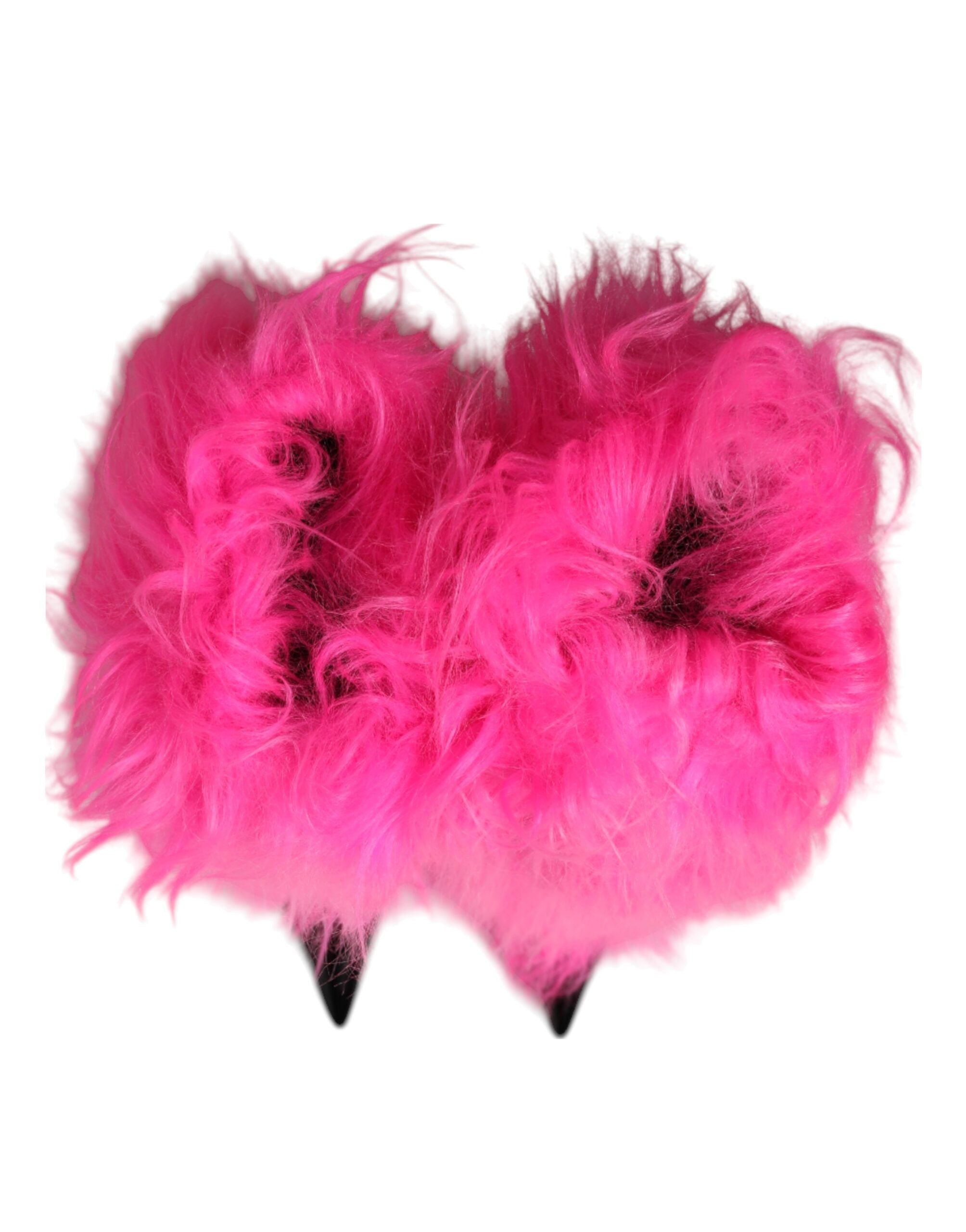 Dolce & Gabbana Pink Faux Fur Leather High Heels Boots Women's Shoes