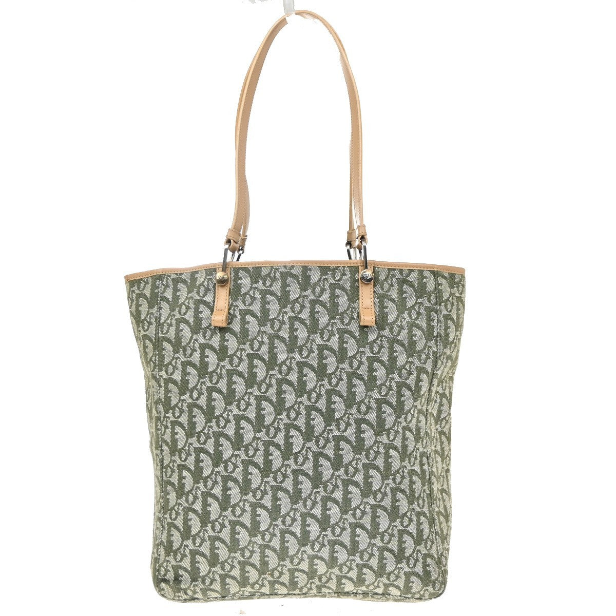 Christian Dior Vintage Open Pocket Diorissimo Canvas Green Canvas Tote Bag Bag (Pre-Owned)