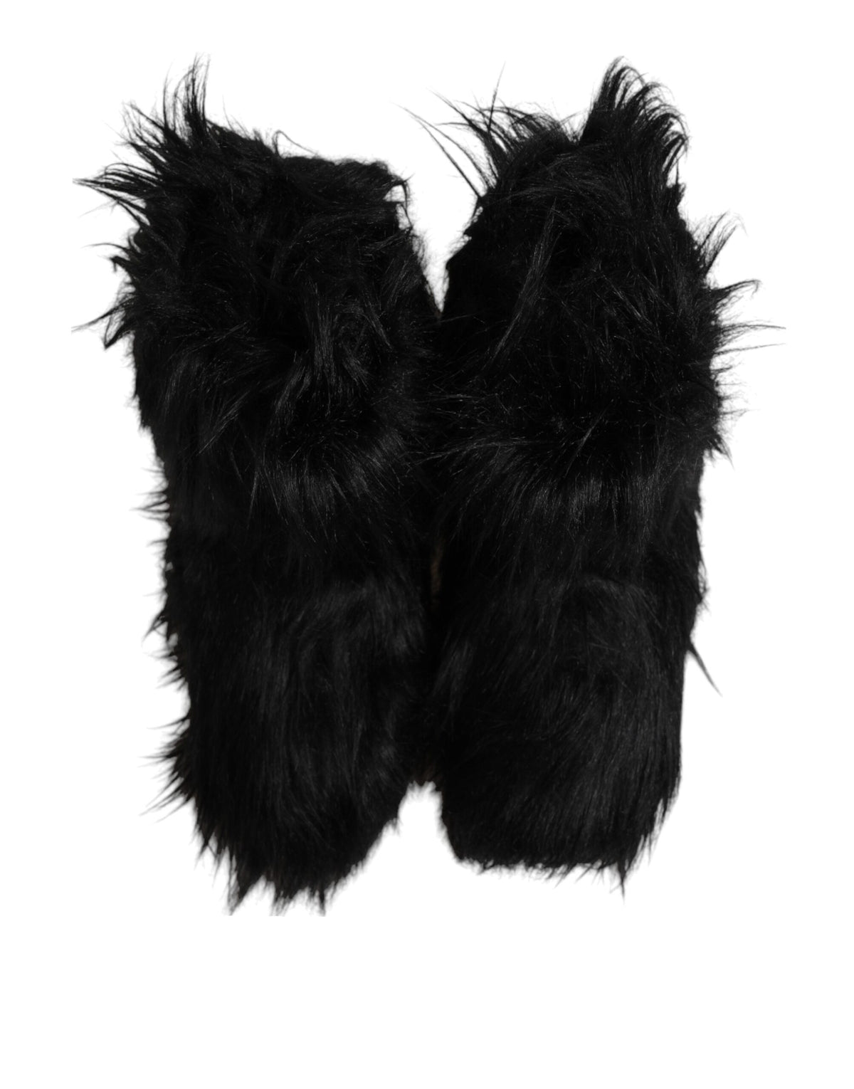 Dolce & Gabbana Black Faux Fur Mid Calf Boots Men's Shoes