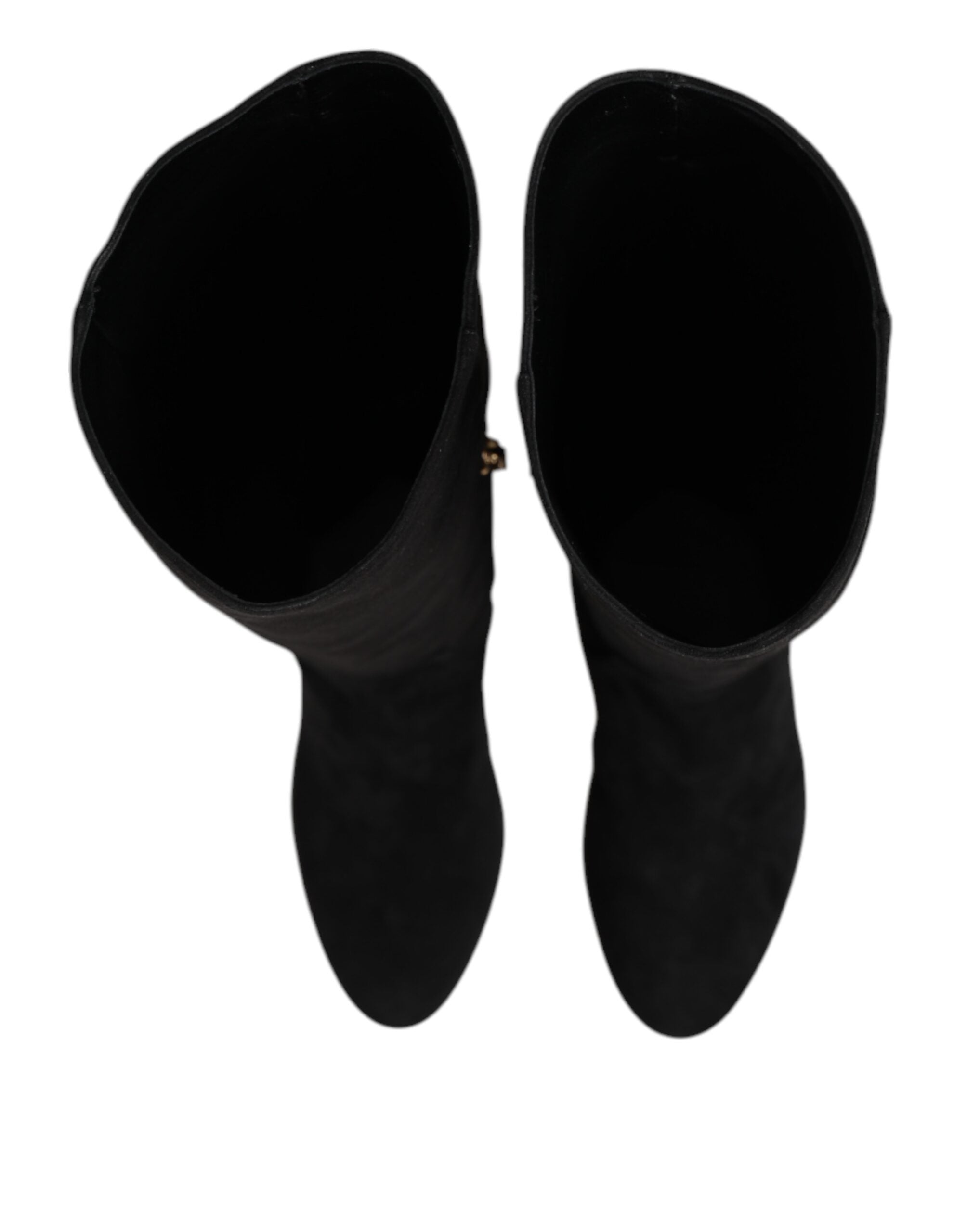 Dolce & Gabbana Black Suede Leather Knee High Boots Women's Shoes