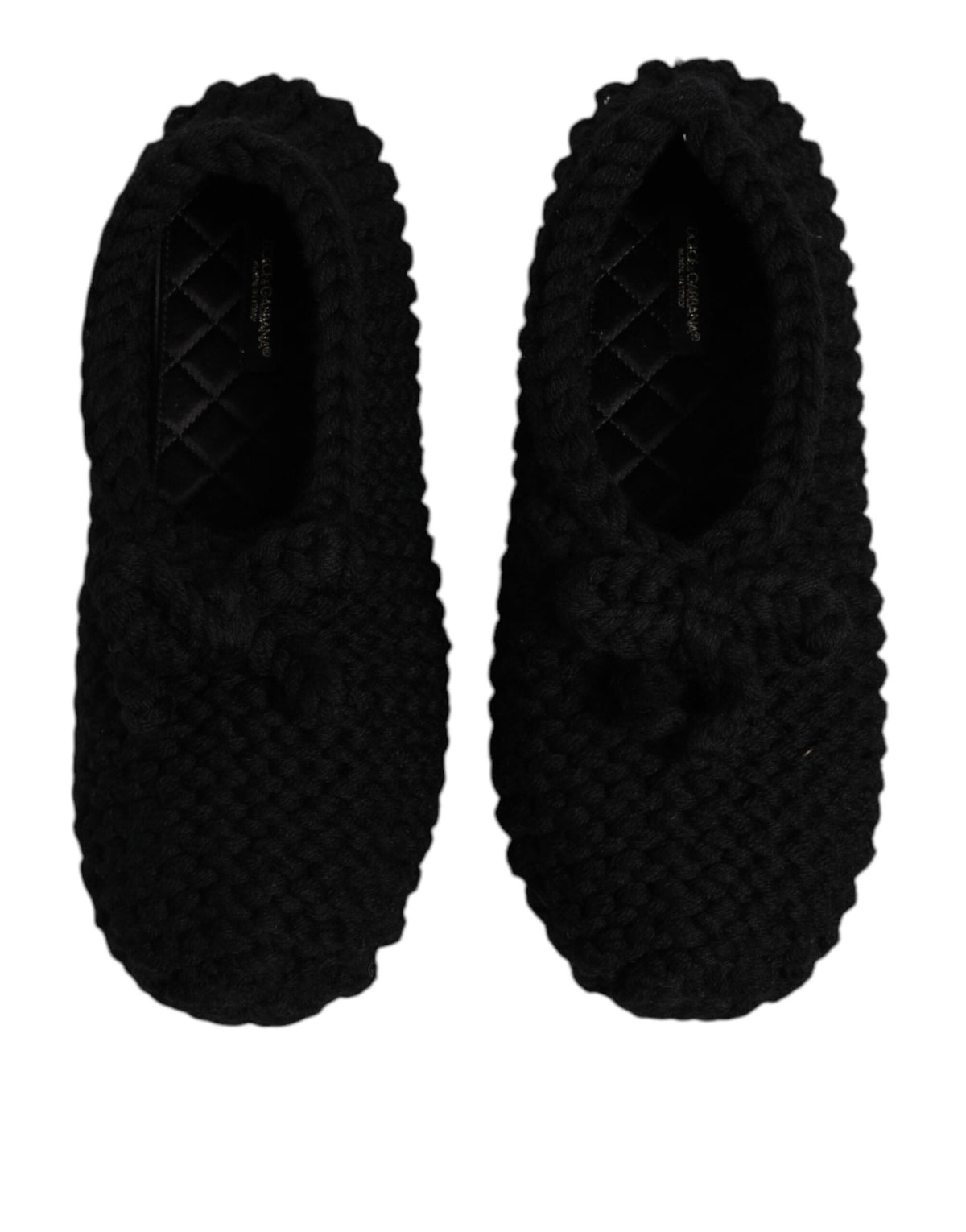 Dolce & Gabbana Black Wool Slip On Flats Ballerina Women's Shoes