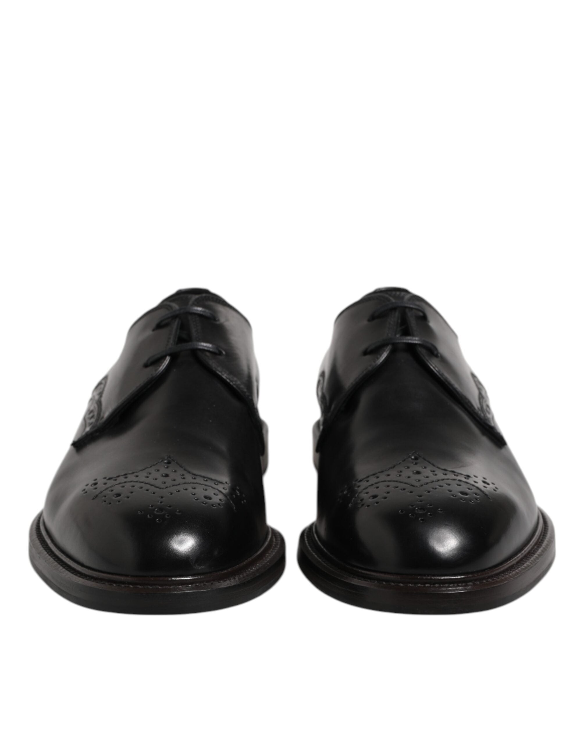 Dolce & Gabbana Black Leather Derby Wingtip Formal Men's Shoes