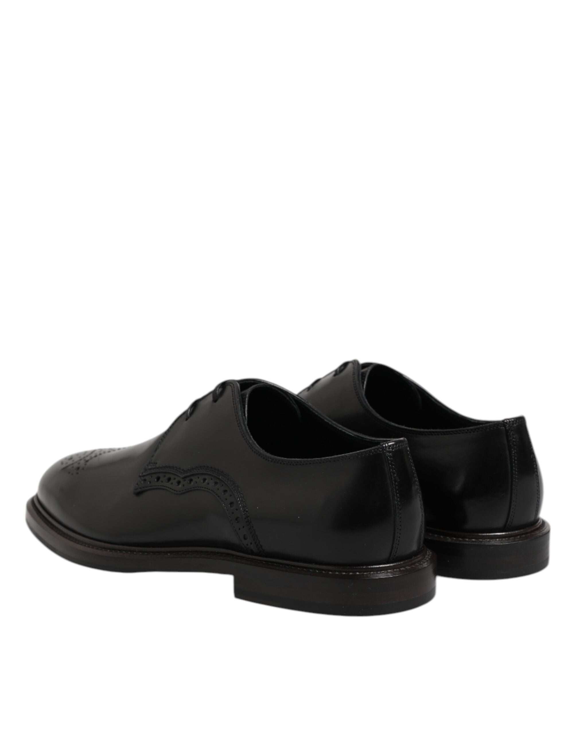 Dolce & Gabbana Black Leather Derby Wingtip Formal Men's Shoes