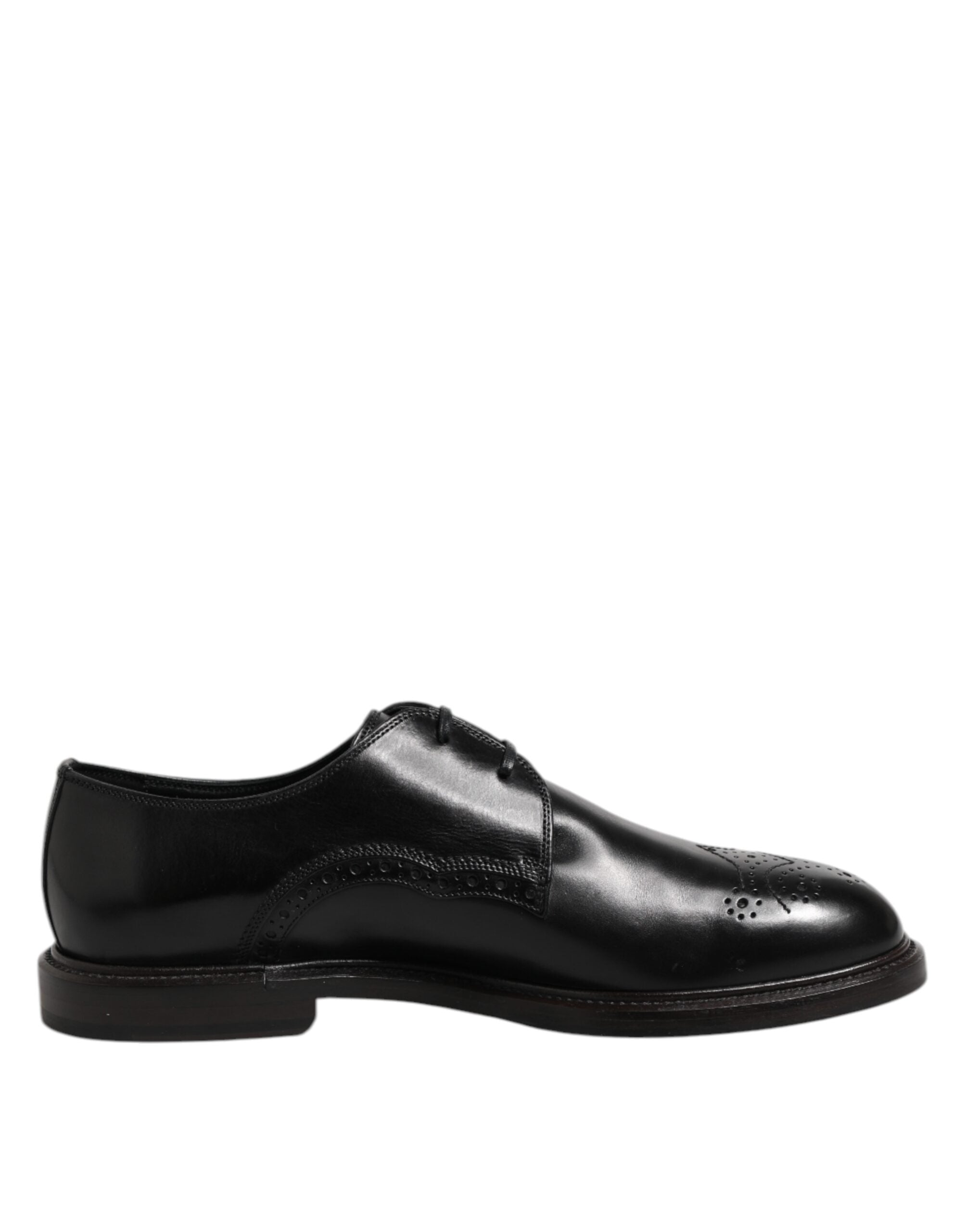 Dolce & Gabbana Black Leather Derby Wingtip Formal Men's Shoes