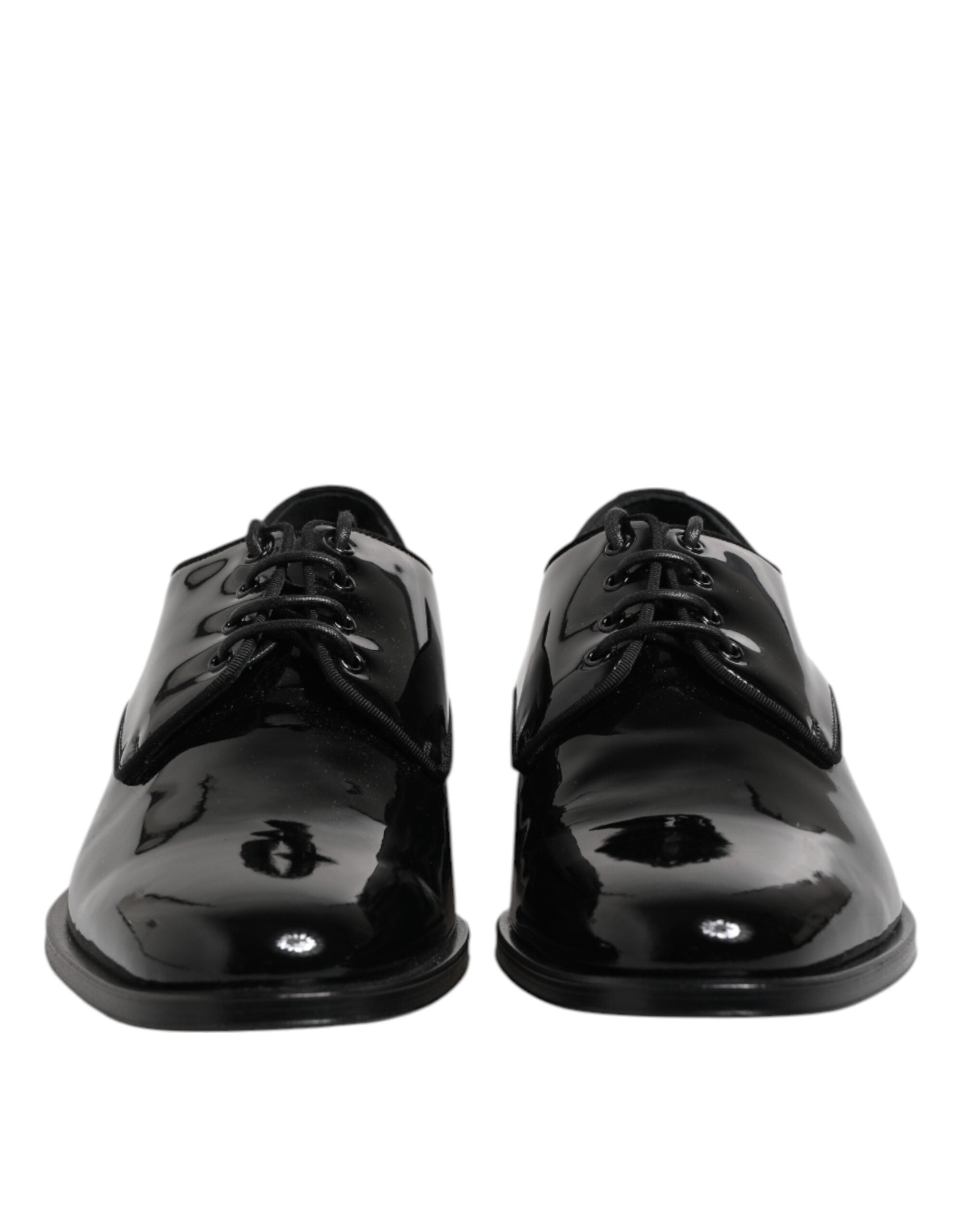 Dolce & Gabbana Black Patent Leather Derby Formal Dress Men's Shoes (Pre-Owned)