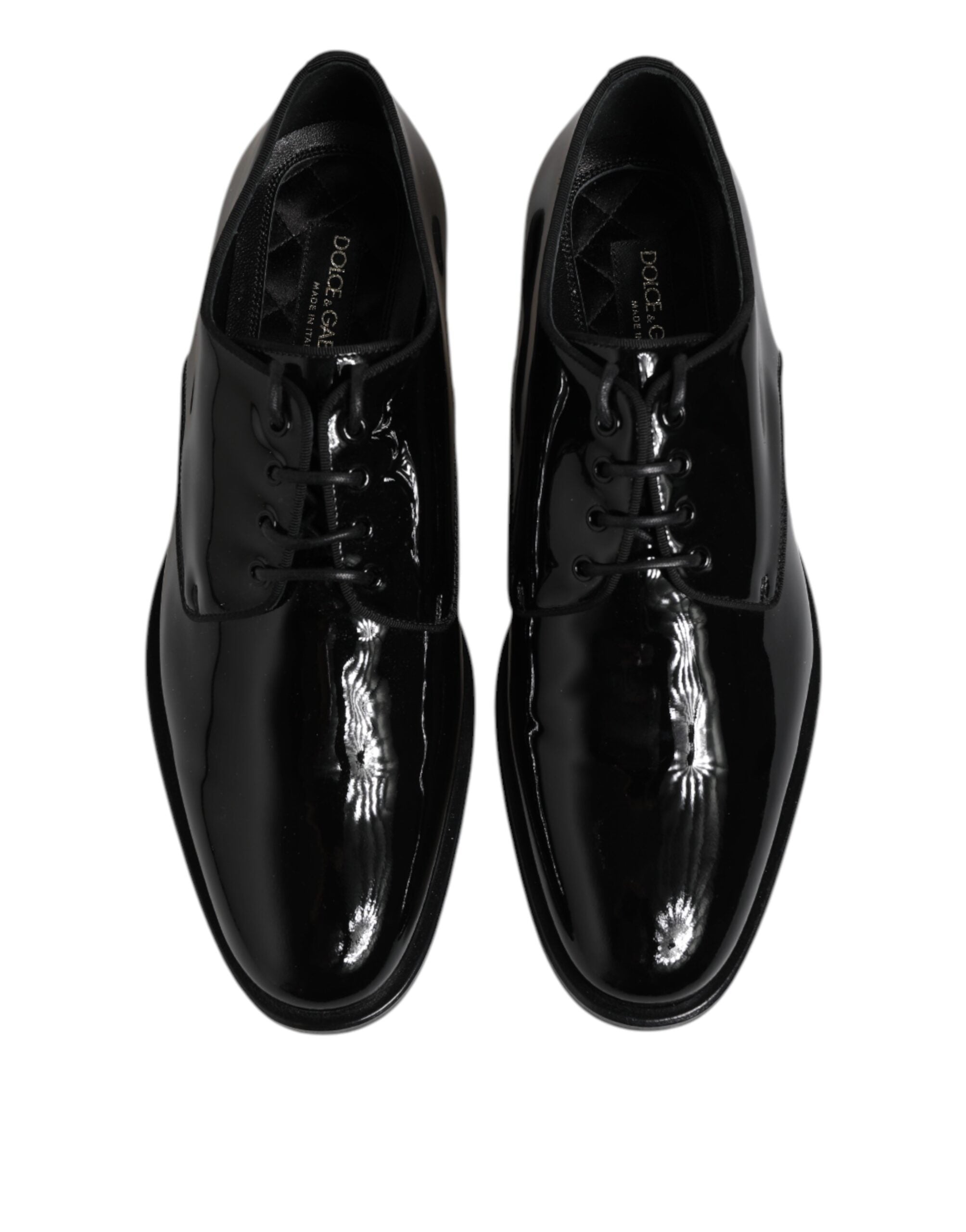Dolce & Gabbana Black Patent Leather Derby Formal Dress Men's Shoes (Pre-Owned)