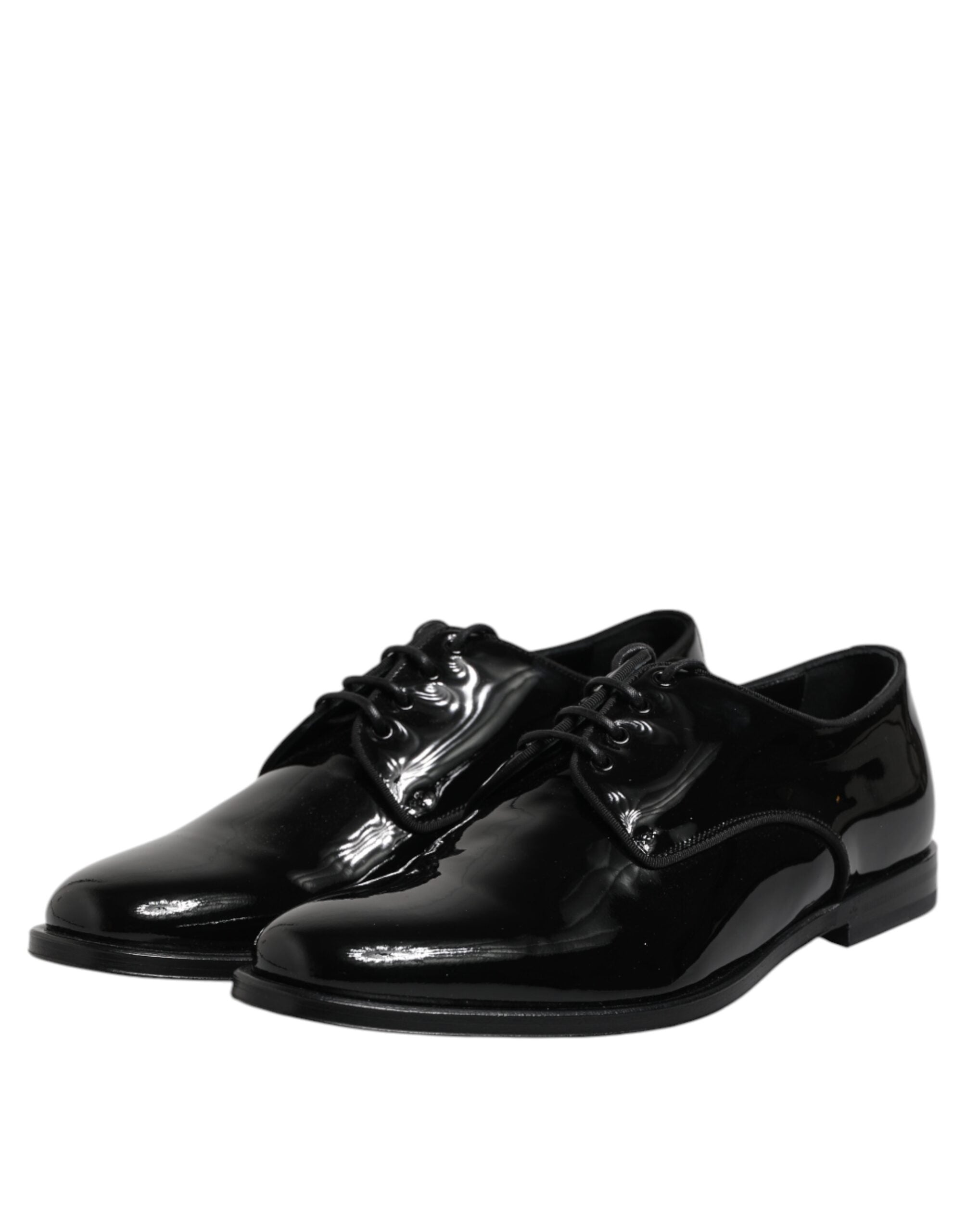 Dolce & Gabbana Black Patent Leather Derby Formal Dress Men's Shoes (Pre-Owned)