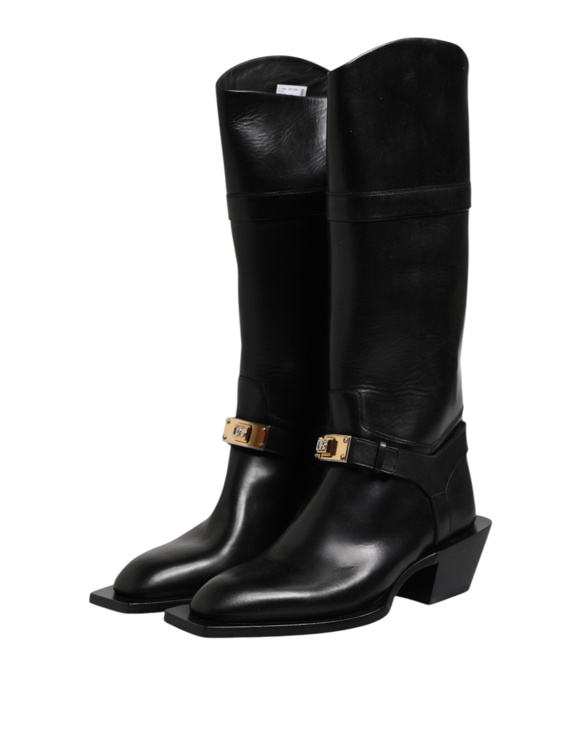 Dolce & Gabbana Black Leather High Boots Flats Men's Shoes