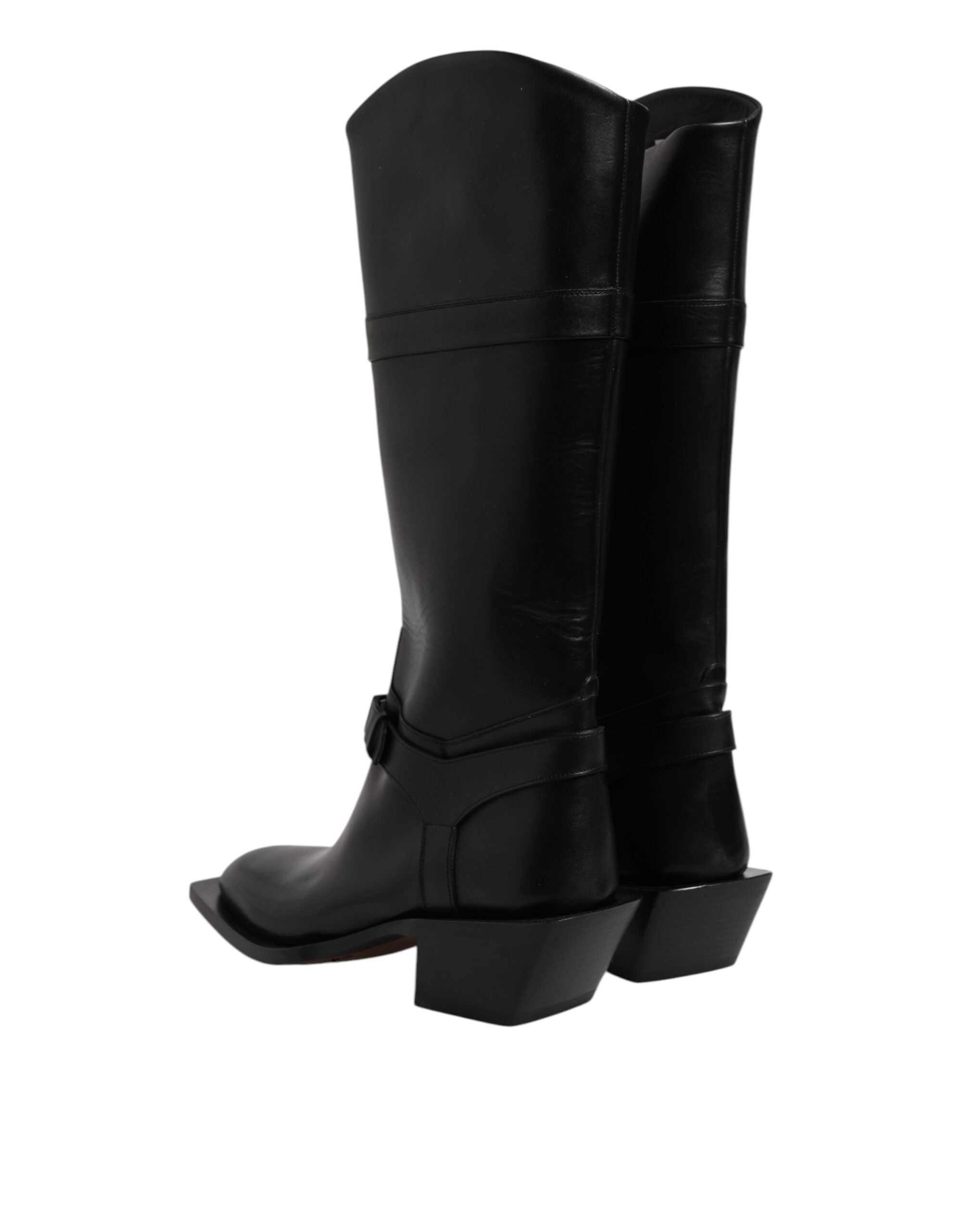 Dolce & Gabbana Black Leather High Boots Flats Men's Shoes