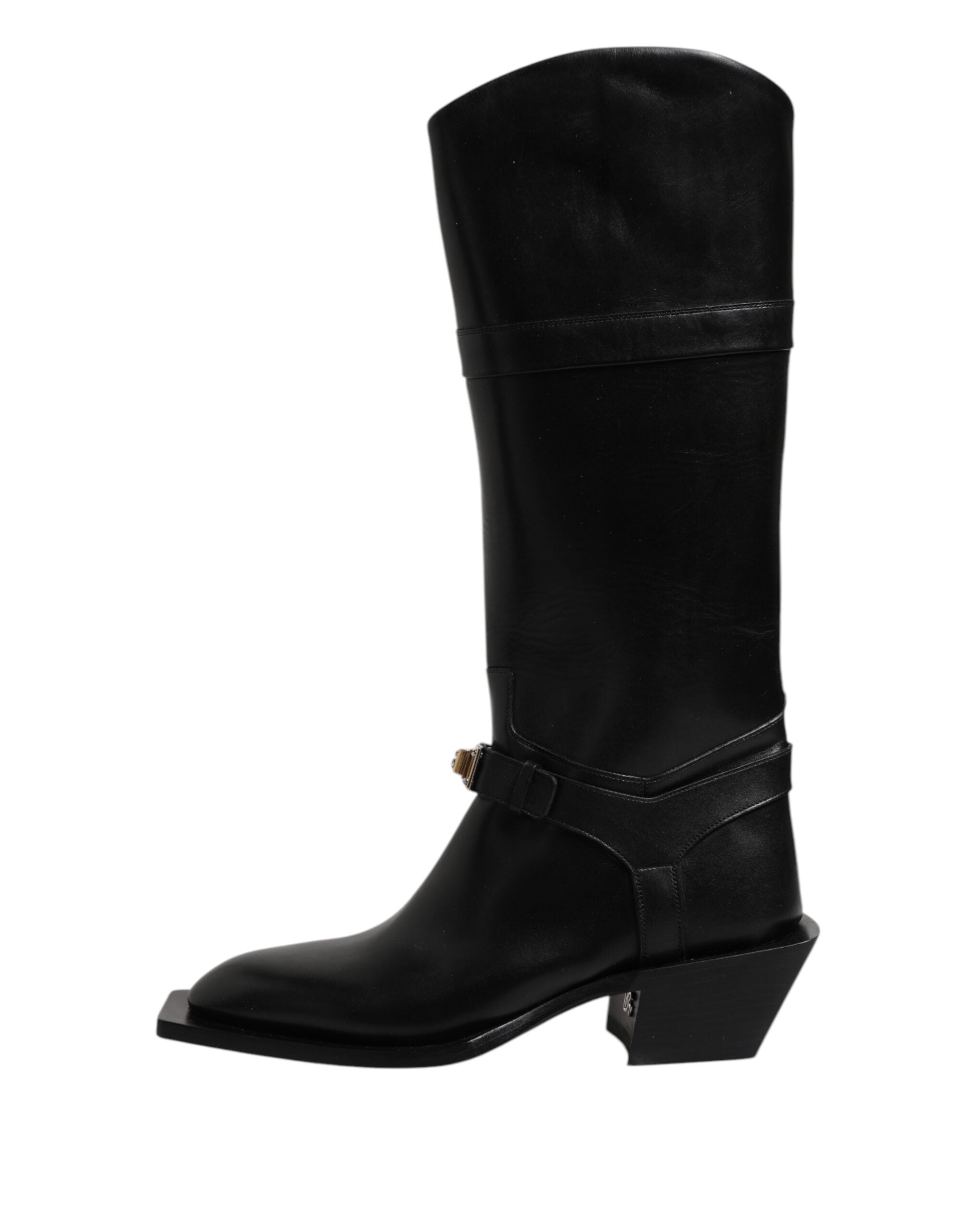 Dolce & Gabbana Black Leather High Boots Flats Men's Shoes