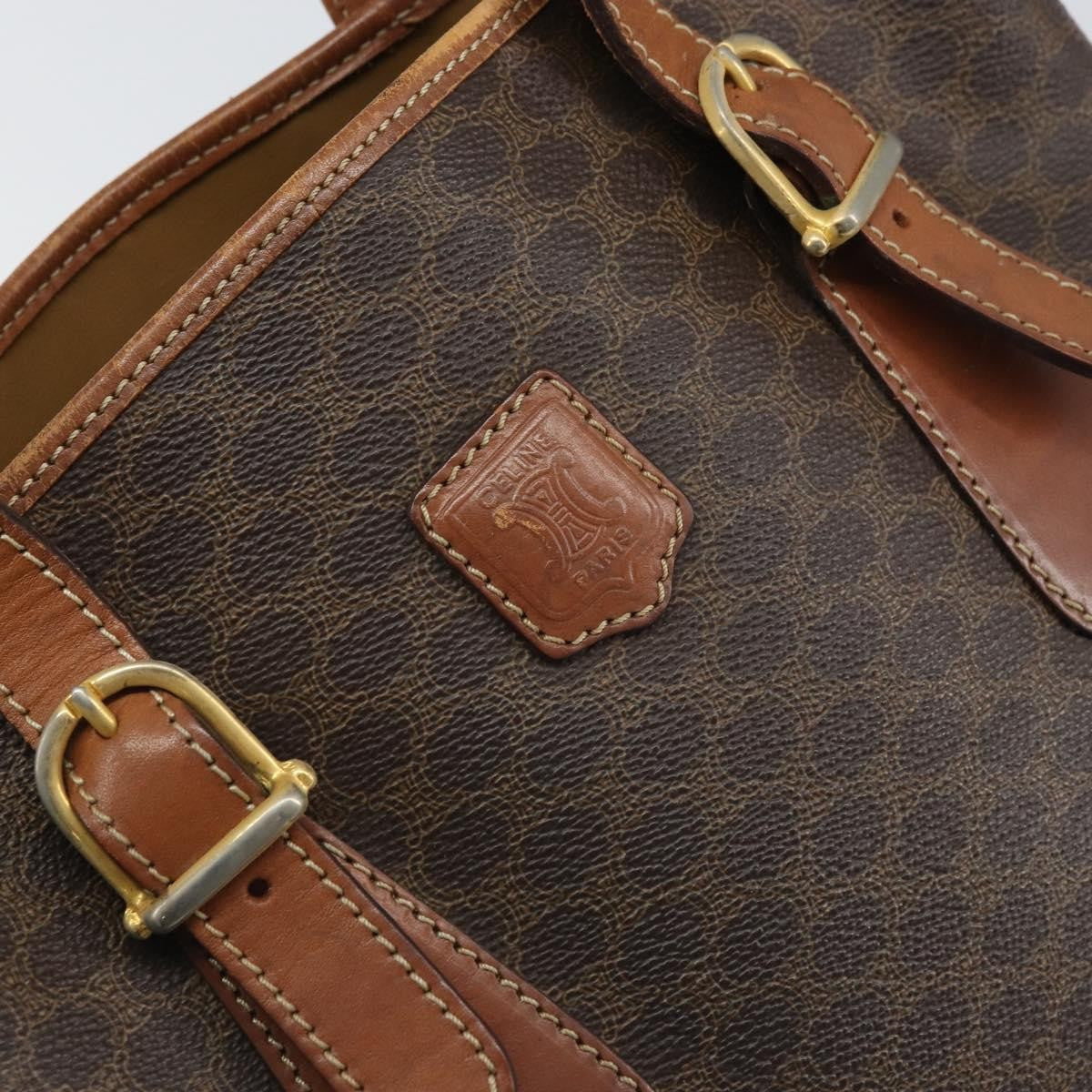 Celine Vintage Macadam Canvas Brown Canvas Shoulder Bag Bag (Pre-Owned)