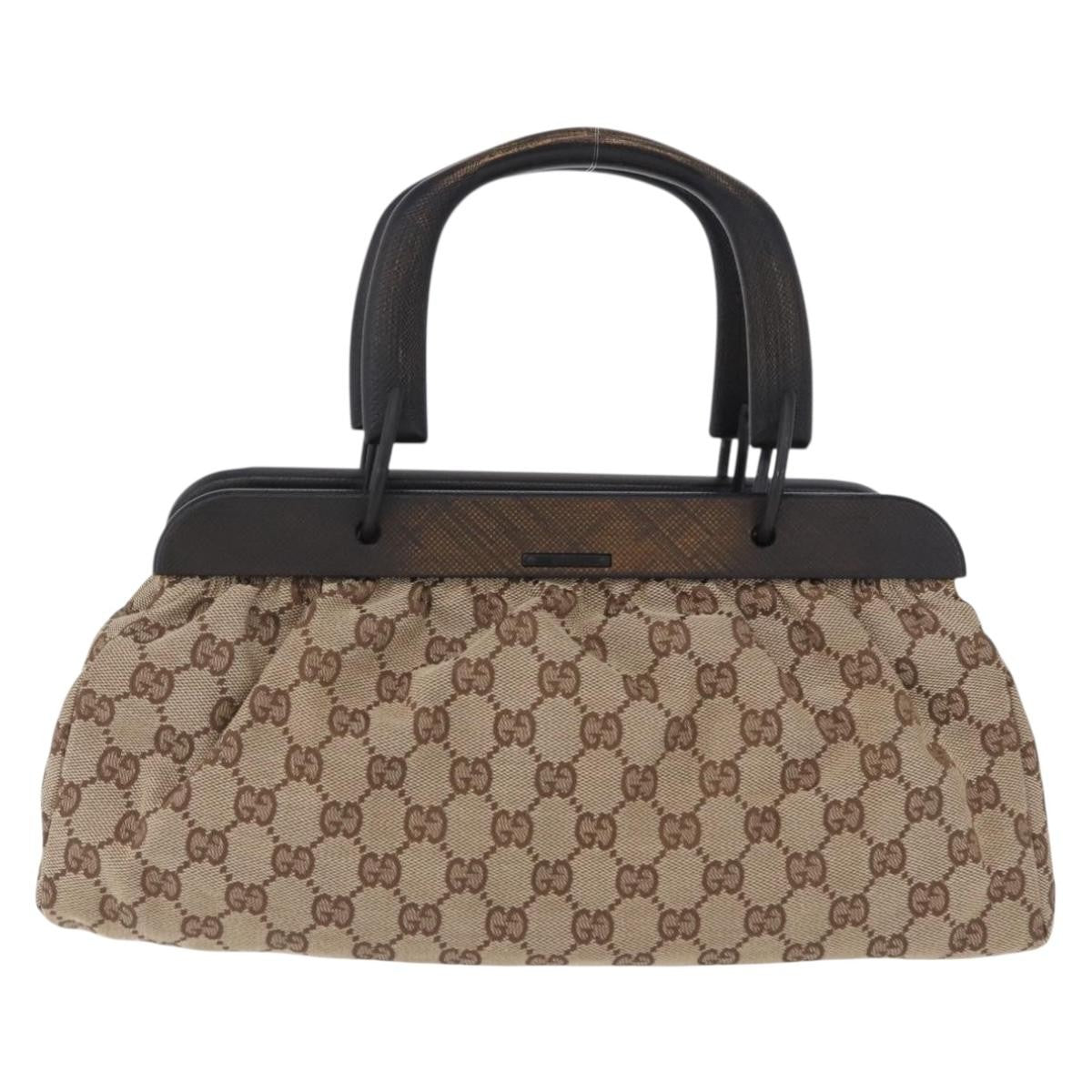 Gucci Wood Handle Frame Doctor Bag Gg Canvas Beige Canvas Shoulder Bag Bag (Pre-Owned)