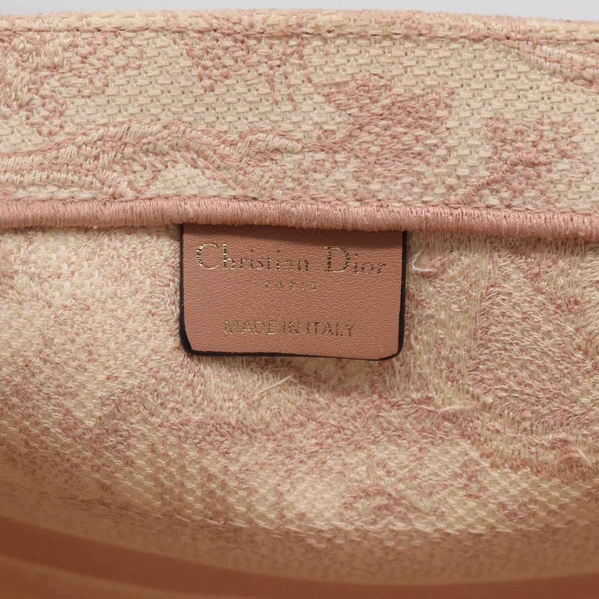 Christian Dior Book Embroidered Canvas Pink Canvas Tote Bag Bag (Pre-Owned)