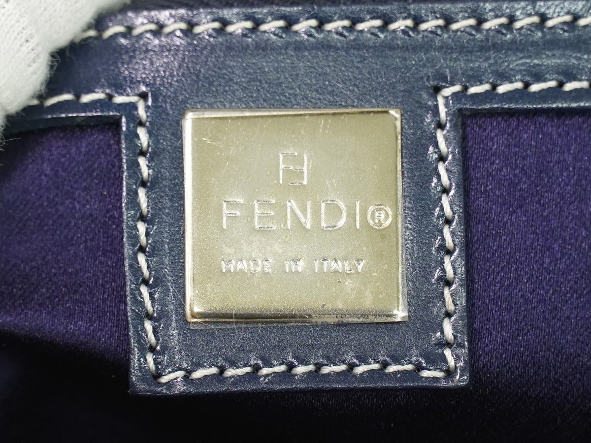 Fendi Vintage Shoulderbag Canvas Navy Canvas Shoulder Bag Bag (Pre-Owned)