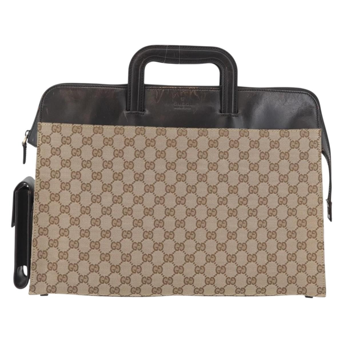 Gucci Gg Canvas Canvas Beige Canvas Briefcase Bag (Pre-Owned)