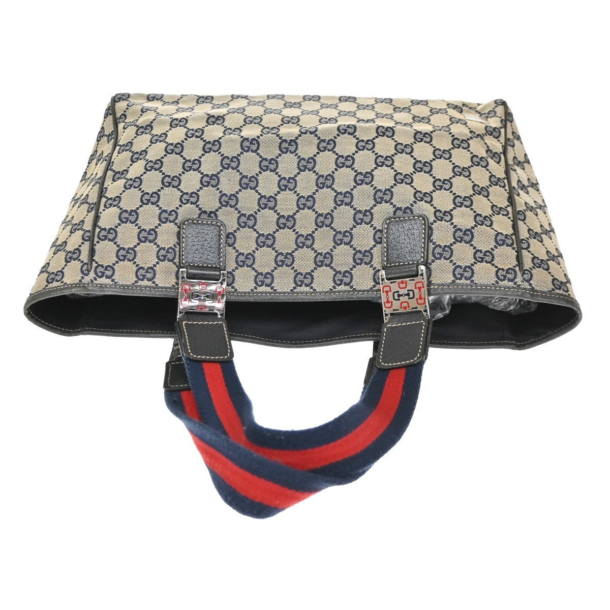 Gucci Web Handle Buckle Gg Canvas Beige Canvas Tote Bag Bag (Pre-Owned)