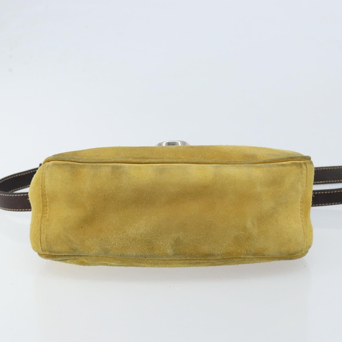 Prada Push Lock Flap Satchel Suede Yellow Suede Shoulder Bag Bag (Pre-Owned)