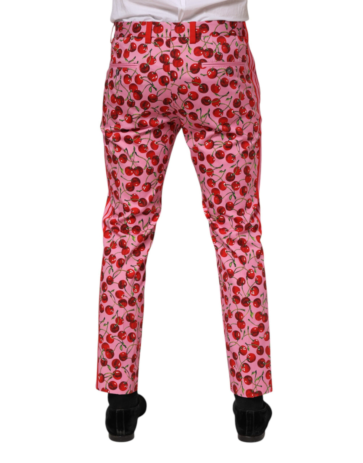 Dolce & Gabbana Pink Cherry Print Cotton Dress Men's Pants