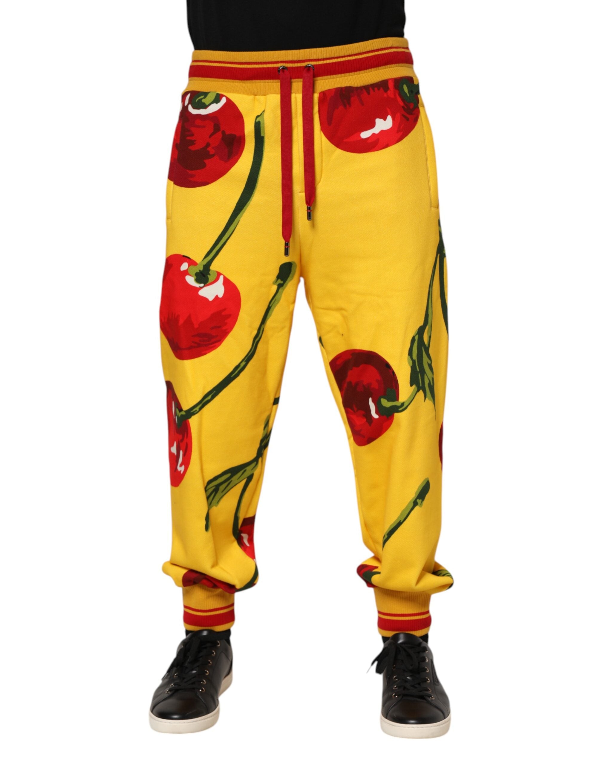 Dolce & Gabbana Yellow Cherry Print Jogger SweatMen's Men's Pants (Pre-Owned)