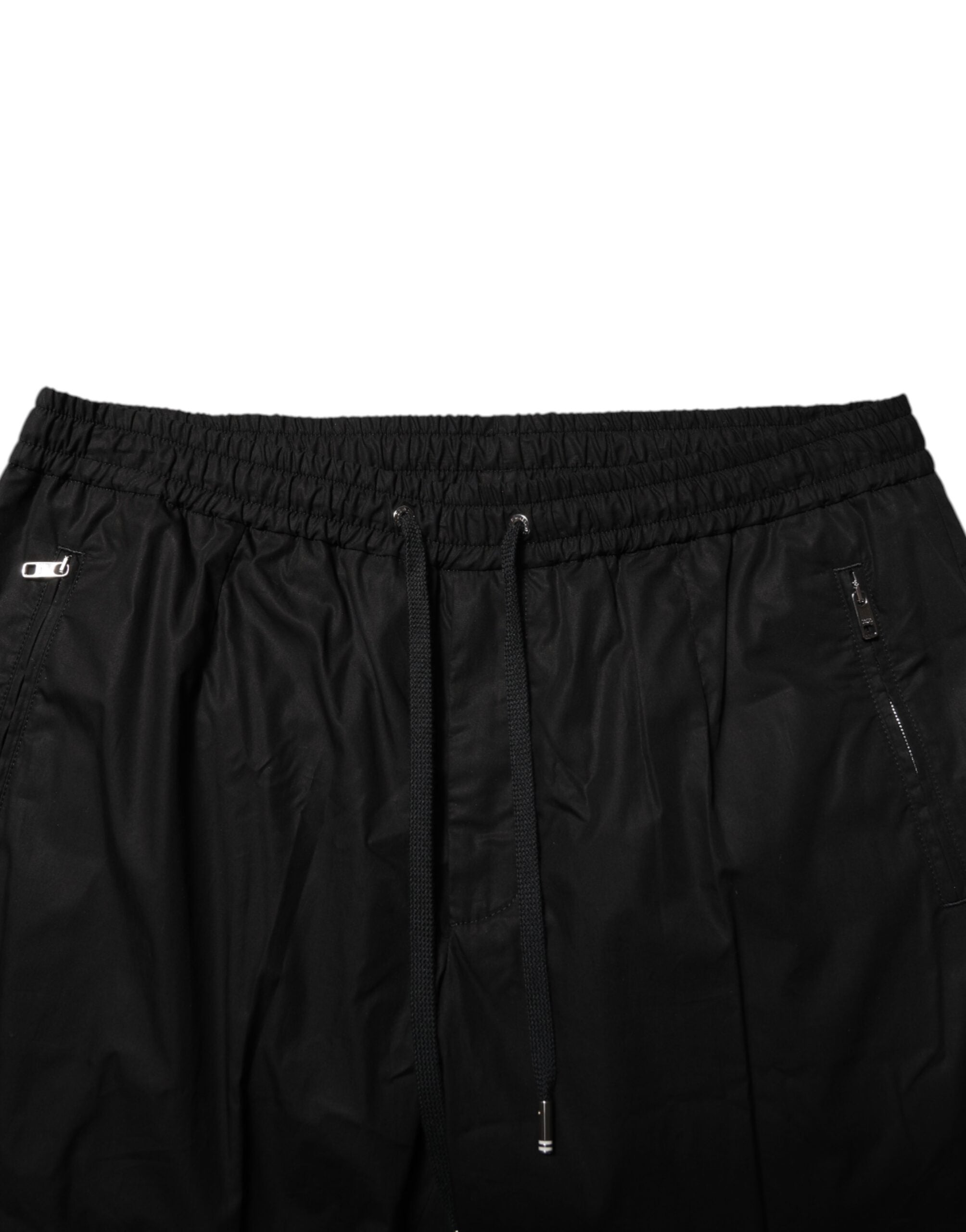 Dolce & Gabbana Black Cotton Logo Tape Men Jogger Men's Pants