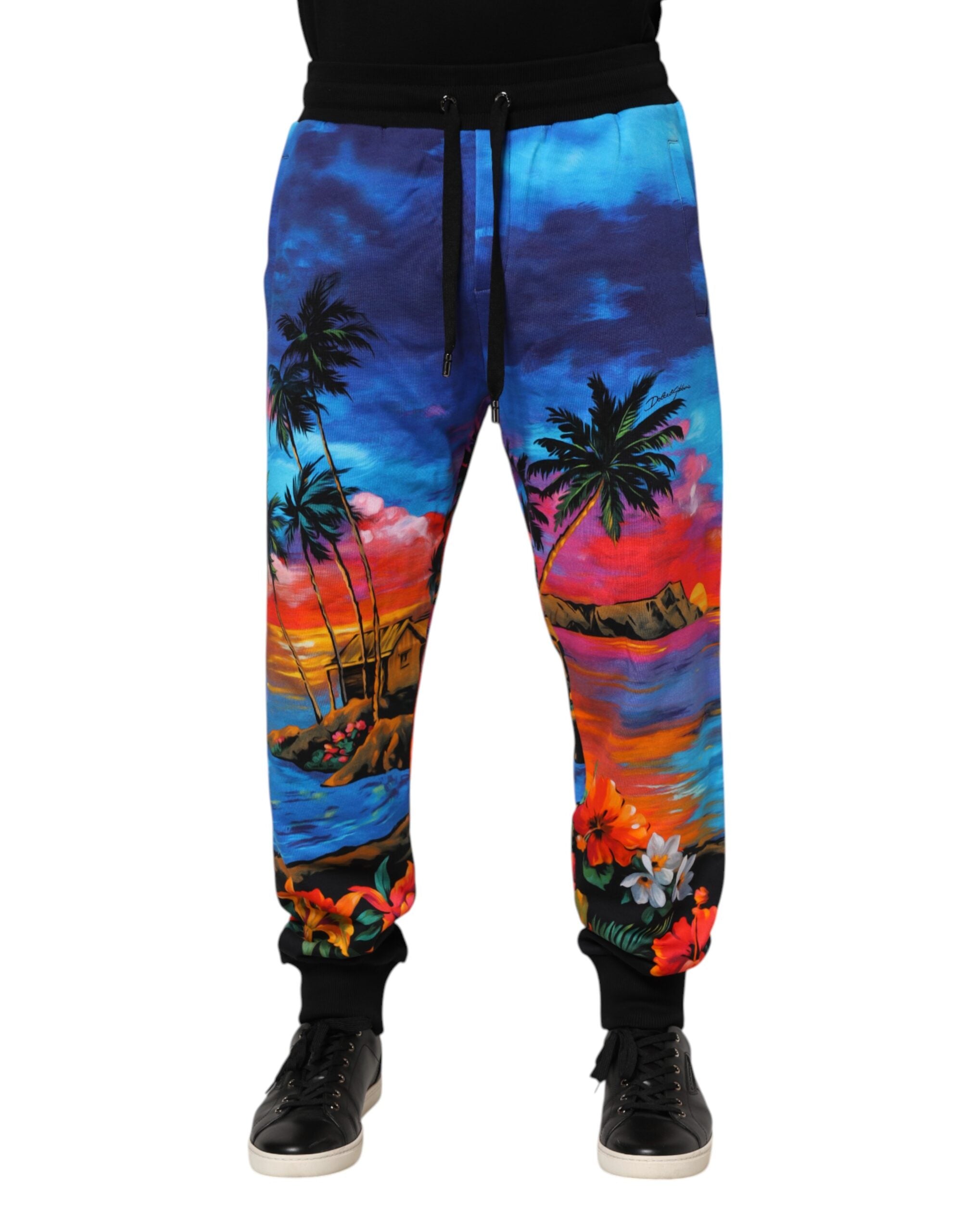 Dolce & Gabbana Blue Hawaiian Print Jogger SweatMen's Men's Pants