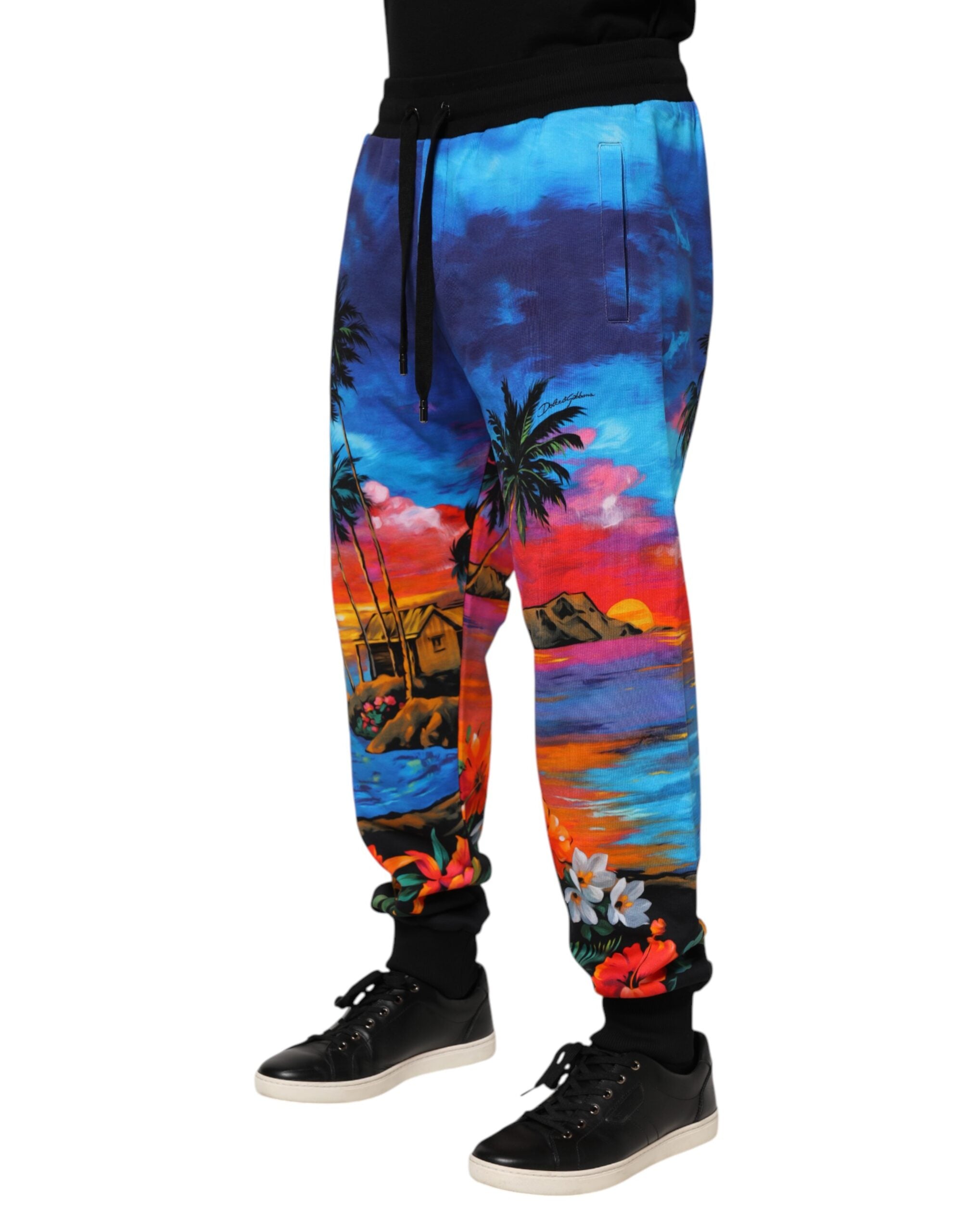 Dolce & Gabbana Blue Hawaiian Print Jogger SweatMen's Men's Pants