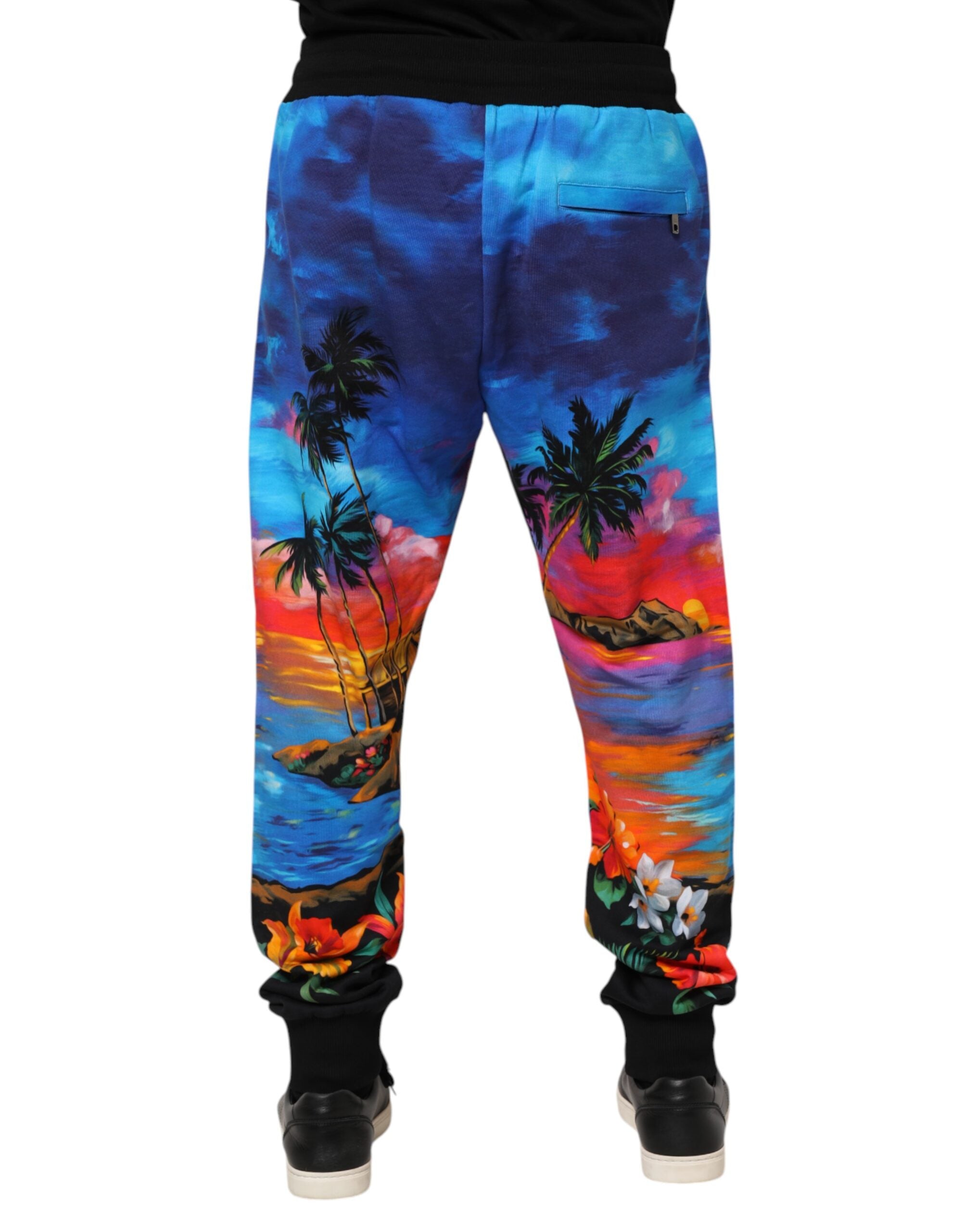 Dolce & Gabbana Blue Hawaiian Print Jogger SweatMen's Men's Pants