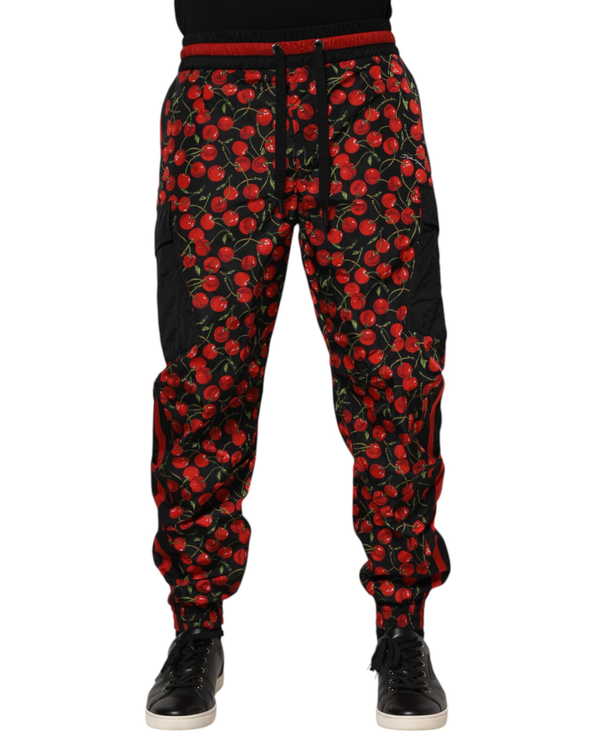 Dolce & Gabbana Black Red Cherry Print Men SweatMen's Men's Pants