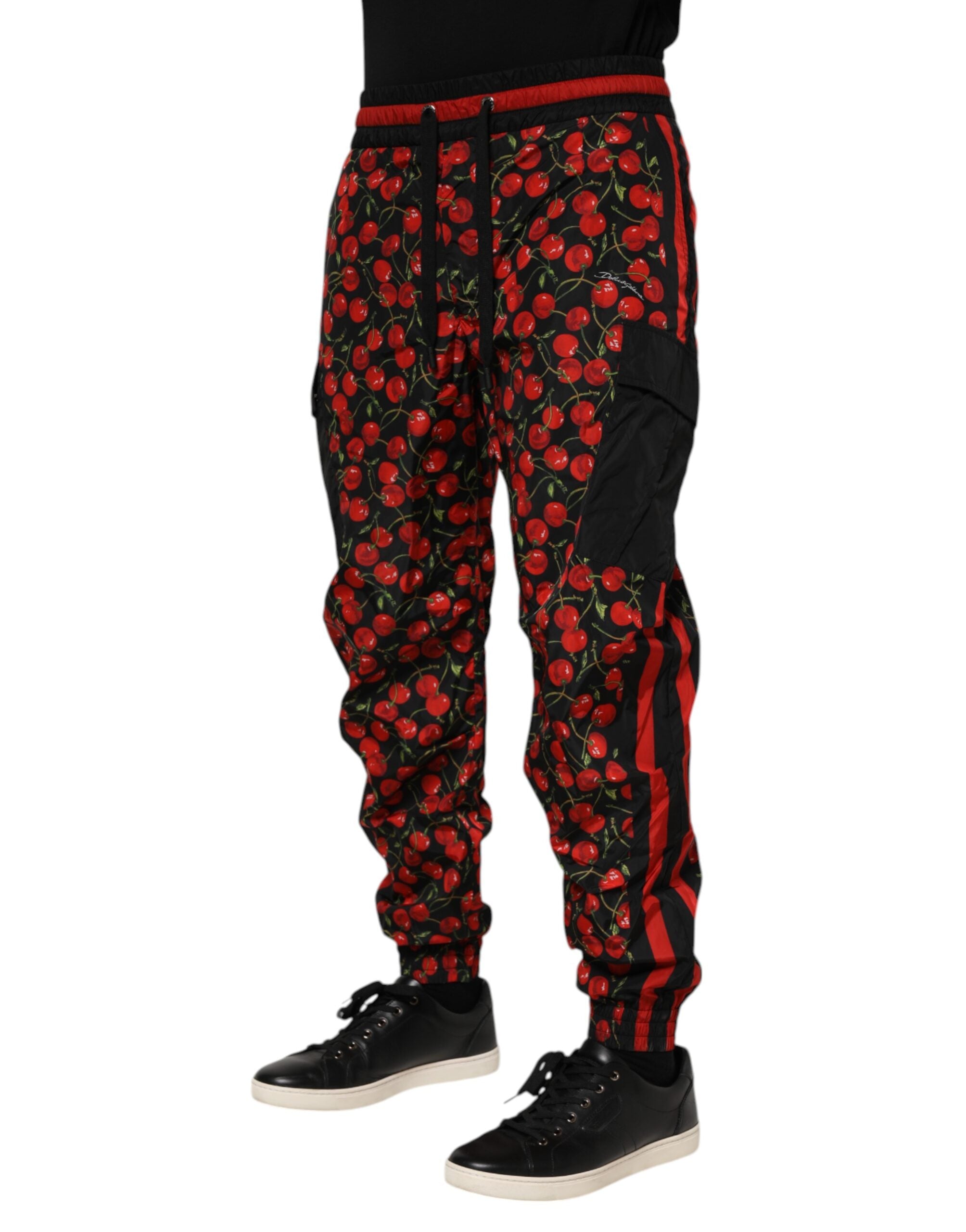 Dolce & Gabbana Black Red Cherry Print Men SweatMen's Men's Pants