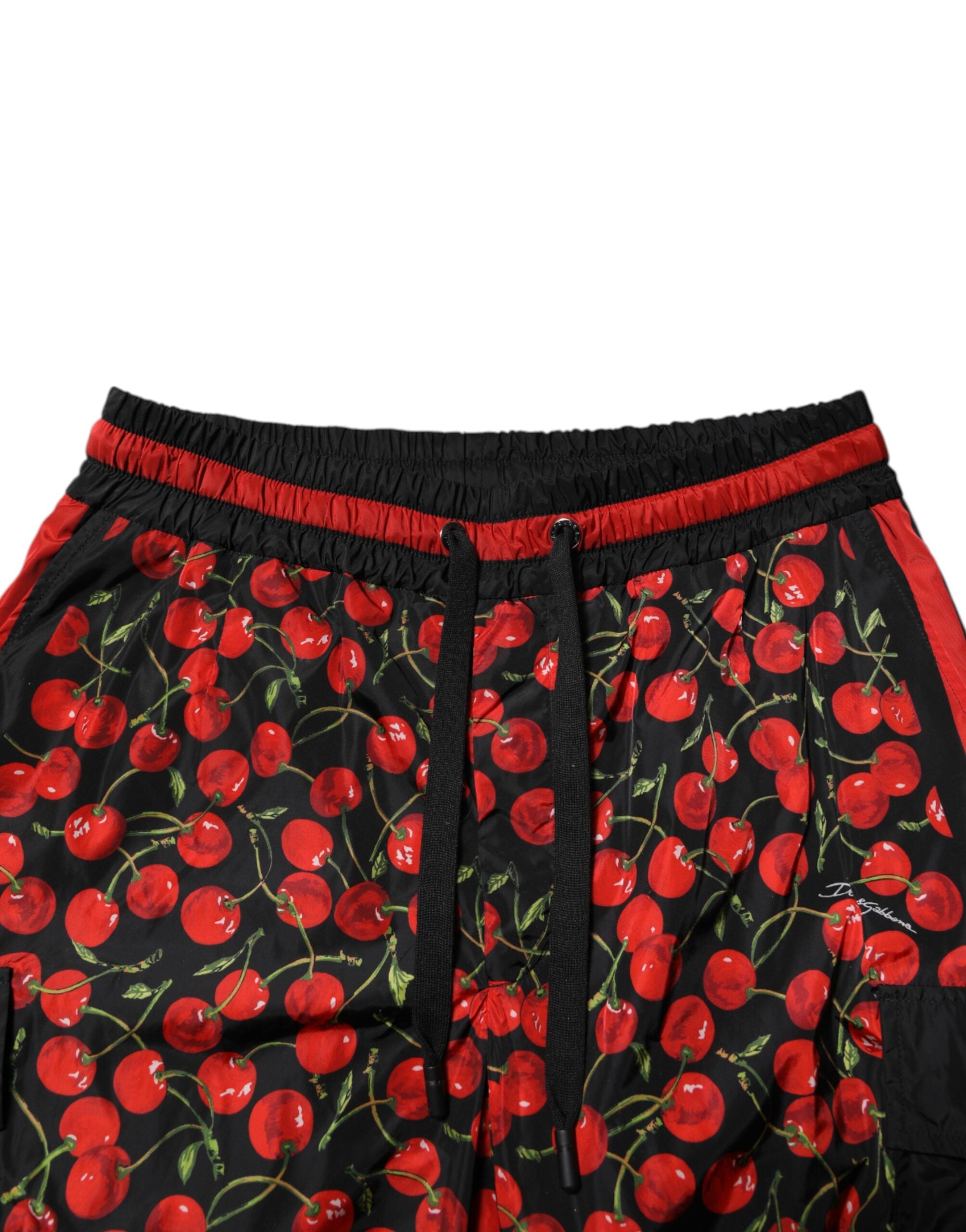 Dolce & Gabbana Black Red Cherry Print Men SweatMen's Men's Pants