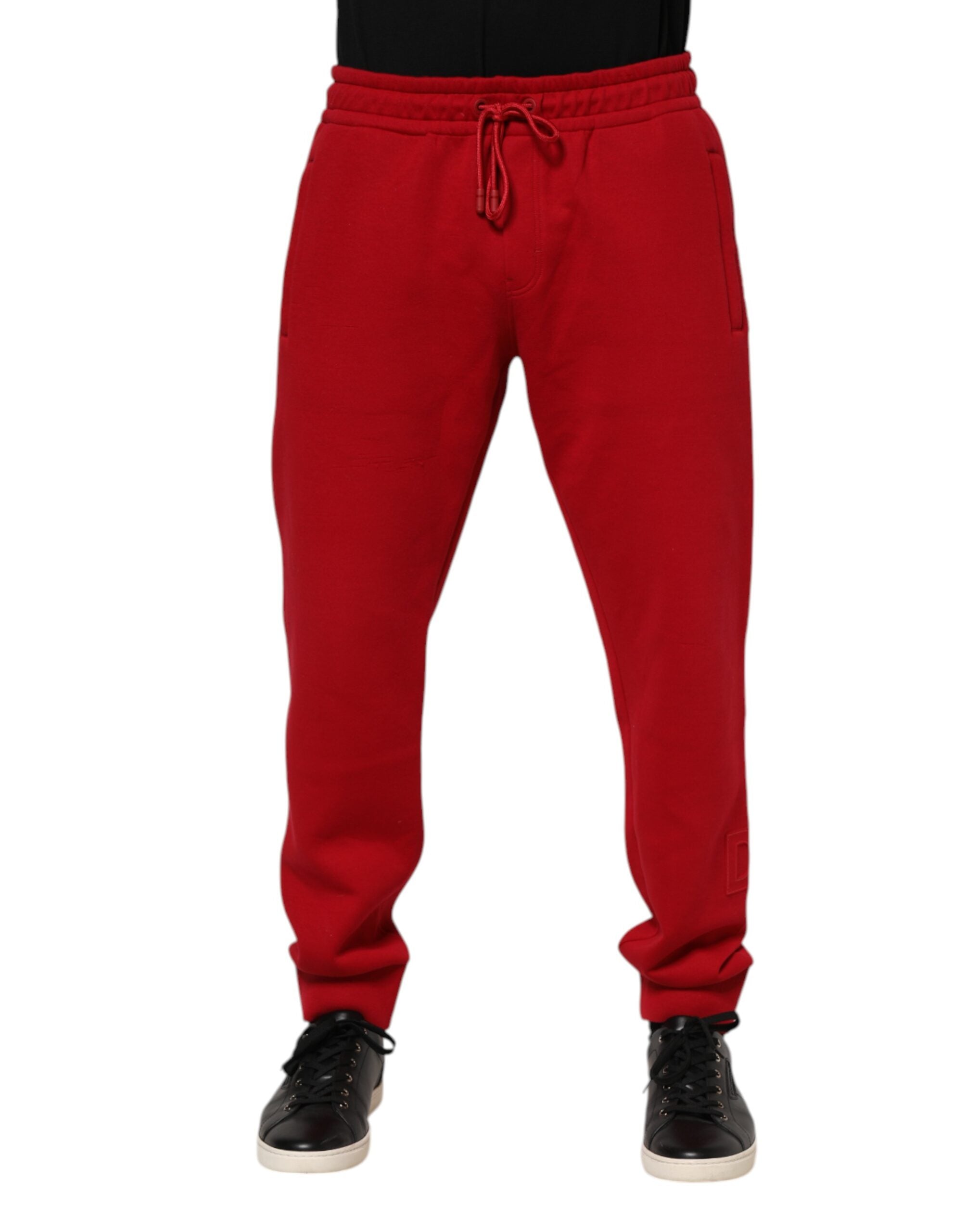Dolce & Gabbana Red Cotton Logo Jogger Men SweatMen's Men's Pants (Pre-Owned)