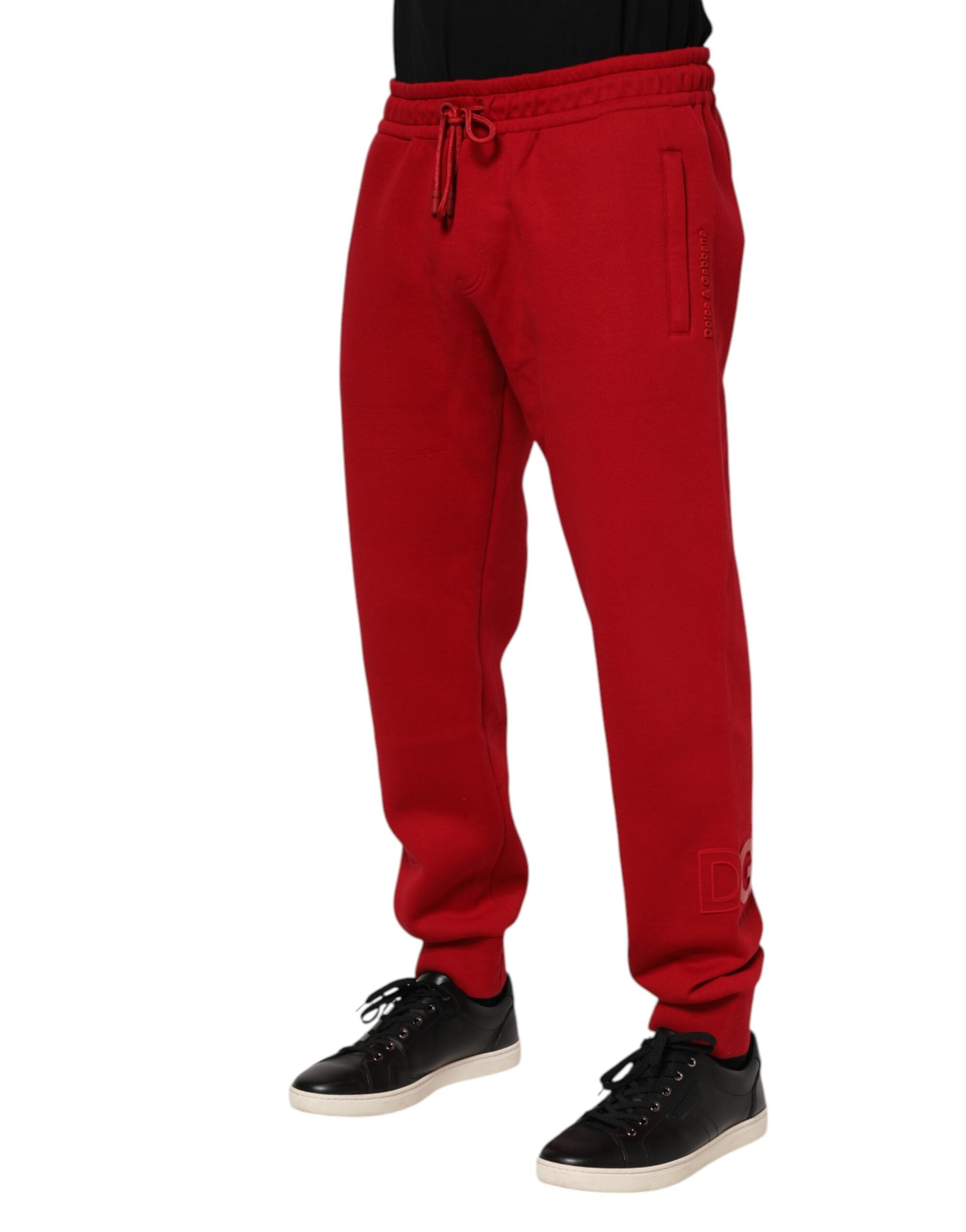 Dolce & Gabbana Red Cotton Logo Jogger Men SweatMen's Men's Pants (Pre-Owned)