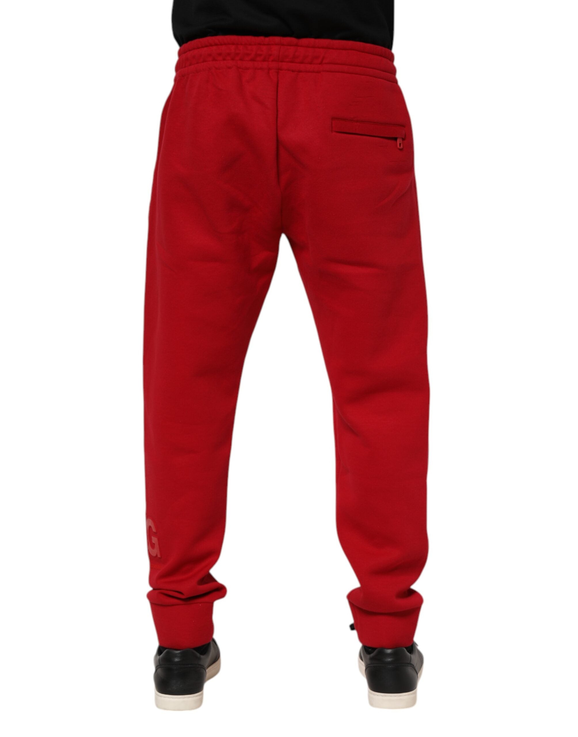 Dolce & Gabbana Red Cotton Logo Jogger Men SweatMen's Men's Pants (Pre-Owned)