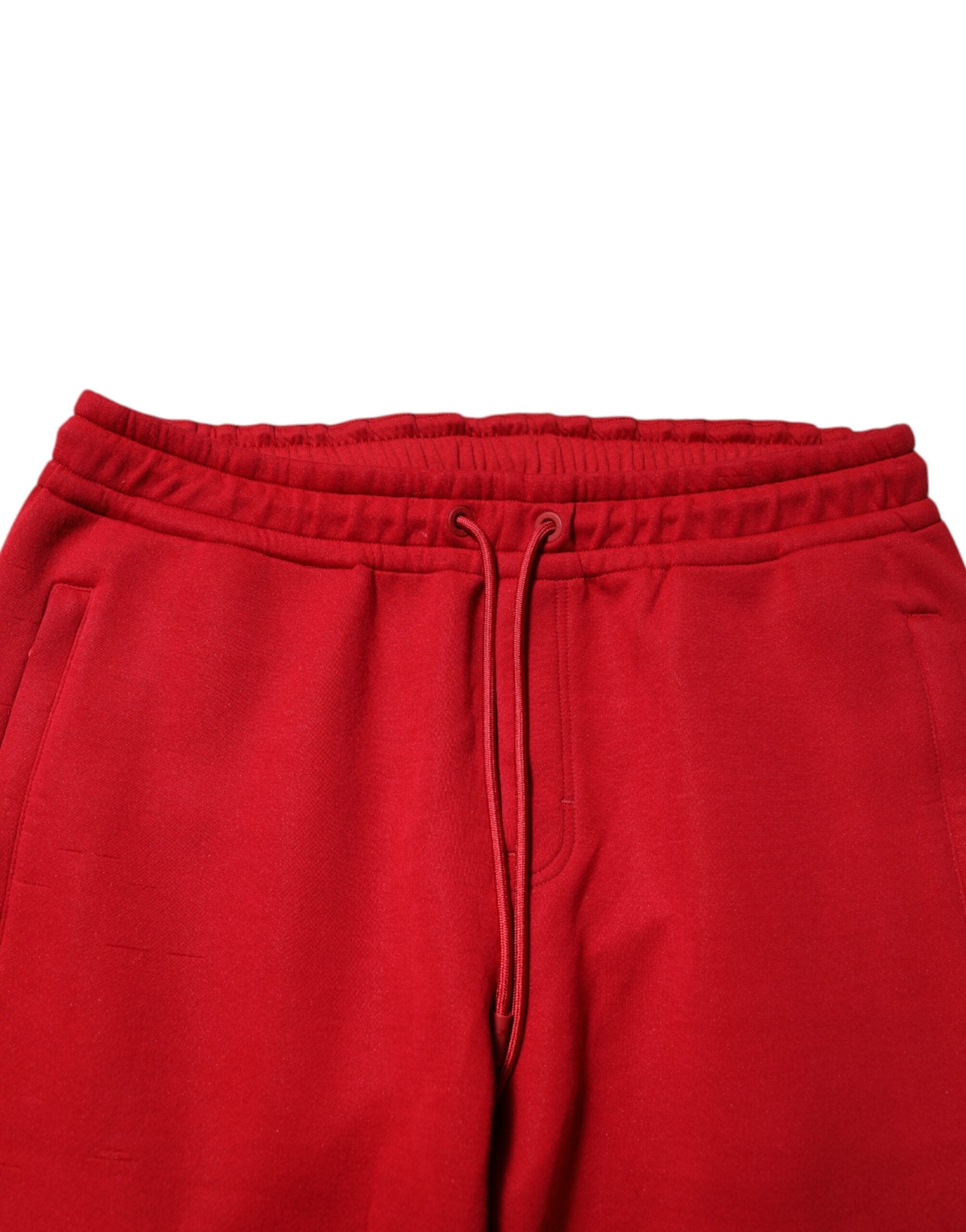 Dolce & Gabbana Red Cotton Logo Jogger Men SweatMen's Men's Pants (Pre-Owned)