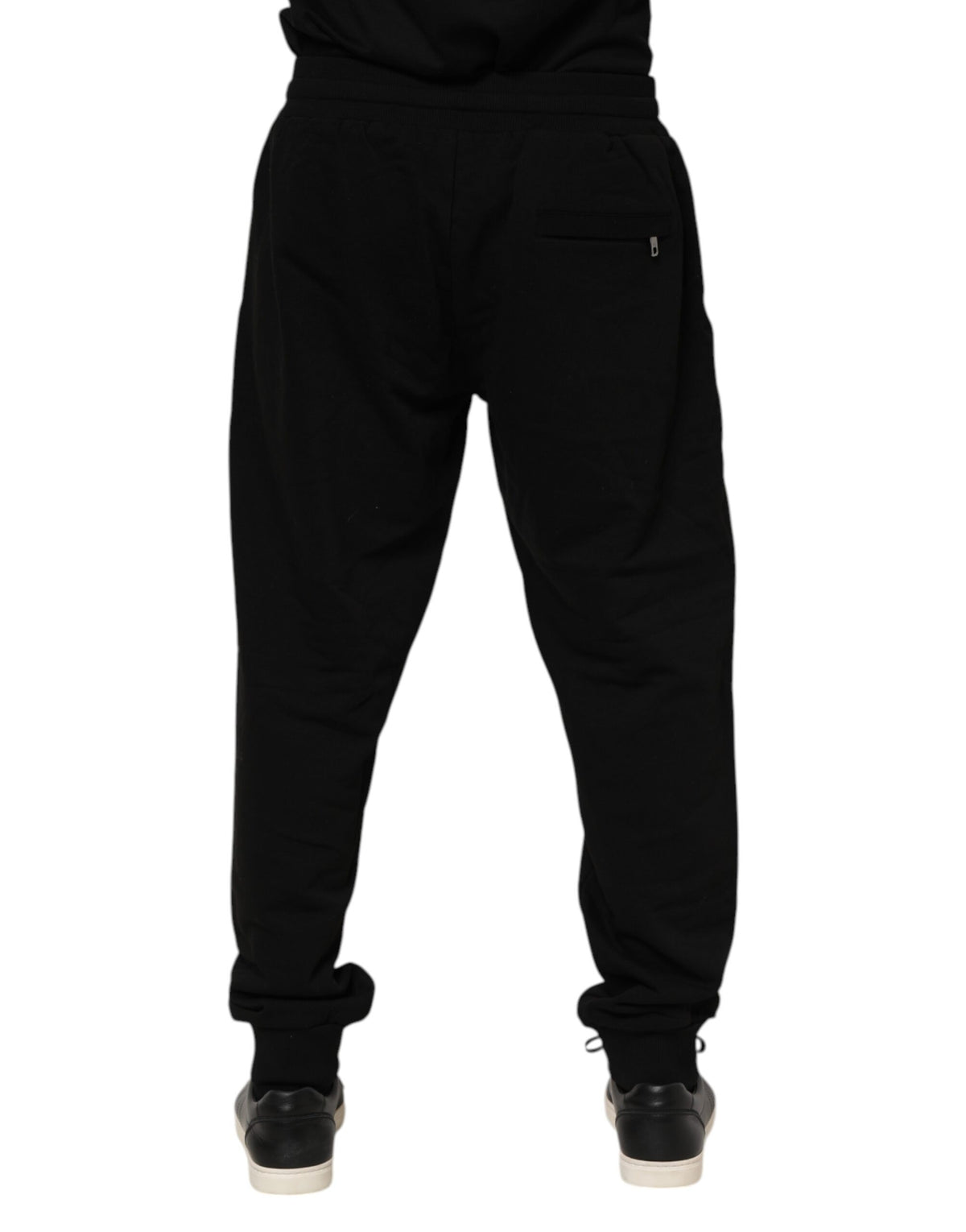 Dolce & Gabbana Black Cotton Logo Tape Men Jogger Men's Pants (Pre-Owned)