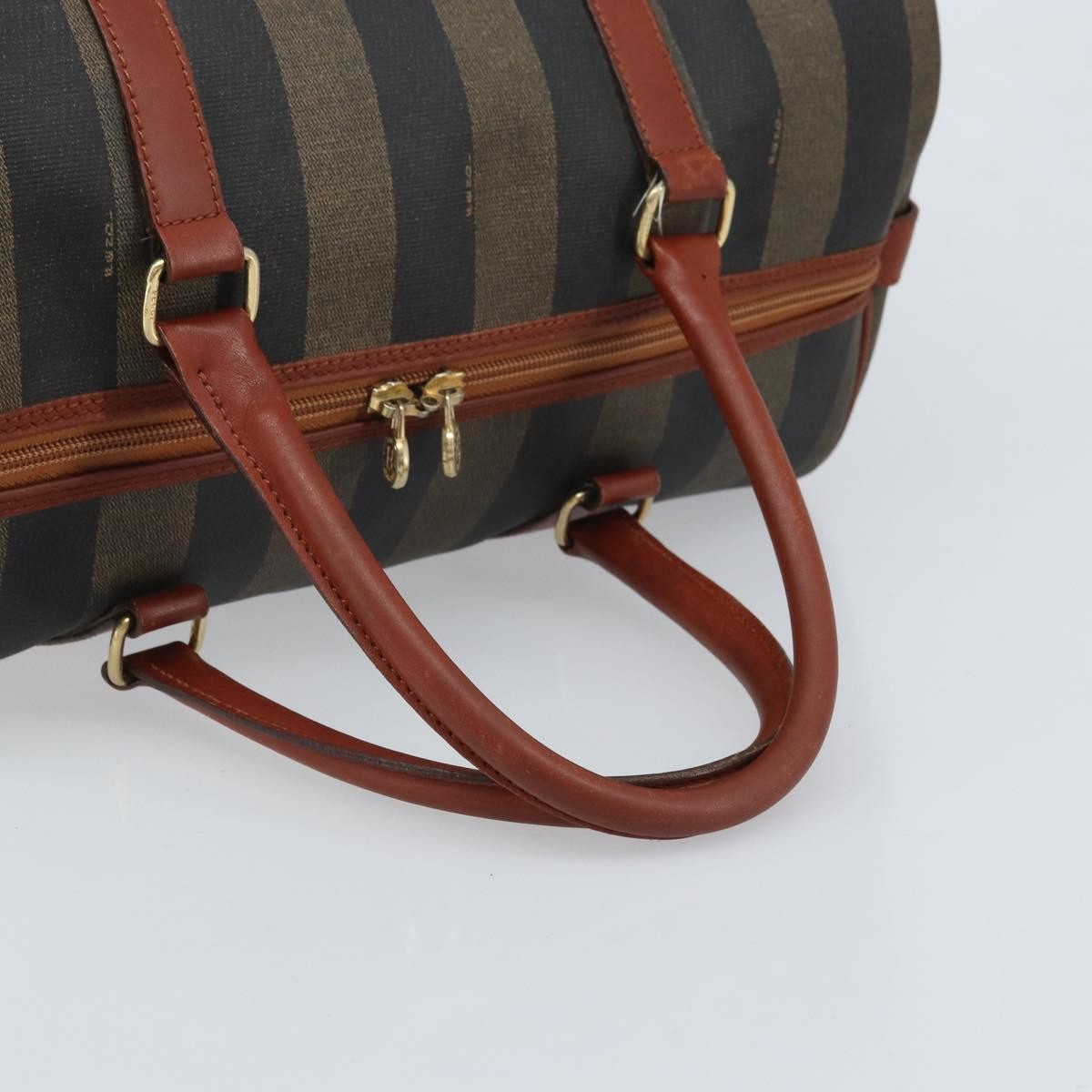 Fendi Vintage Pequin Boston Coated Canvas Brown Canvas Travel Bag Bag (Pre-Owned)