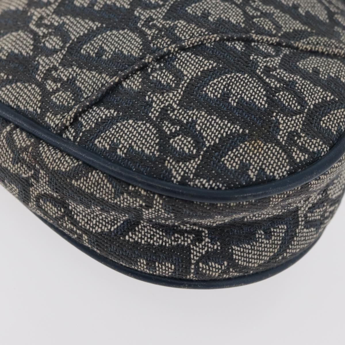 Christian Dior Vintage Saddle Bag Canvas Navy Canvas Clutche & Pouche Bag (Pre-Owned)