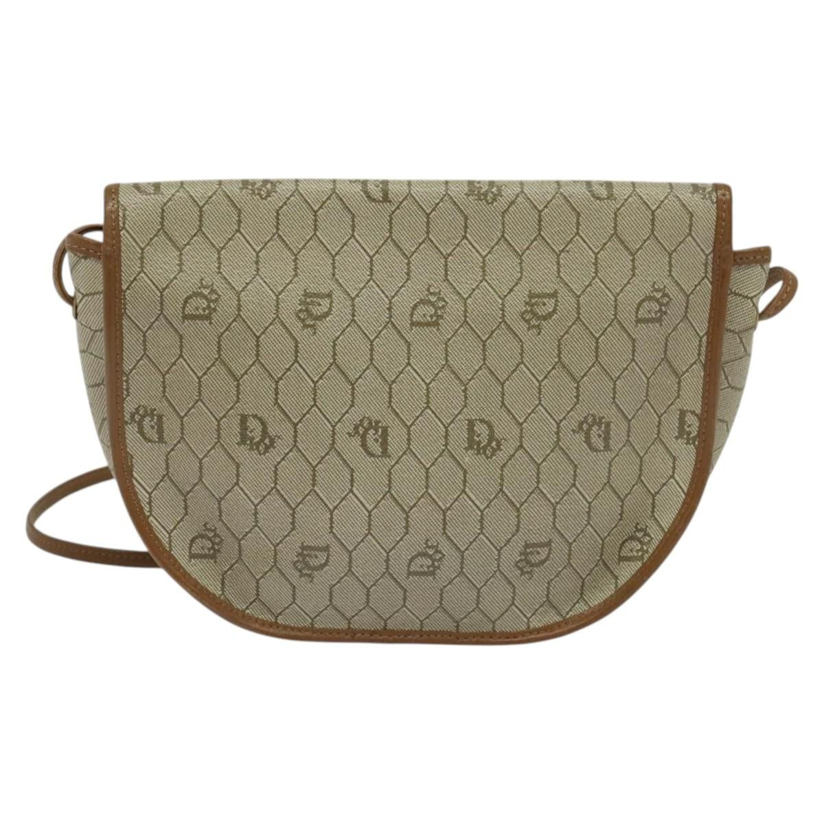 Christian Dior Vintage Honeycomb Zip Coated Canvas Beige Canvas Bag (Pre-Owned)